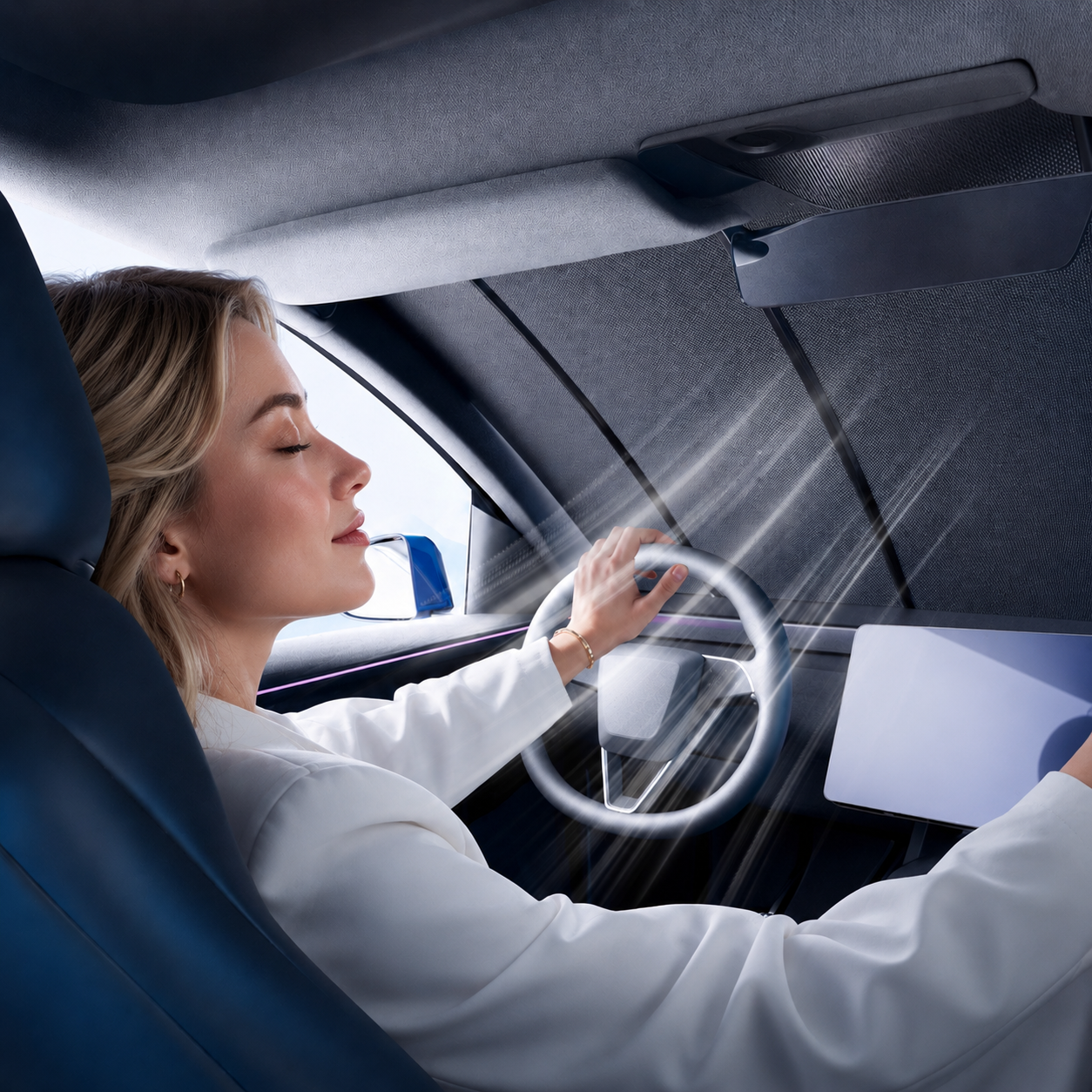 Fully Automatic Front Windshield Sunshade for Model 3 & 3 Highland / Model Y & Y Juniper & Y Standard