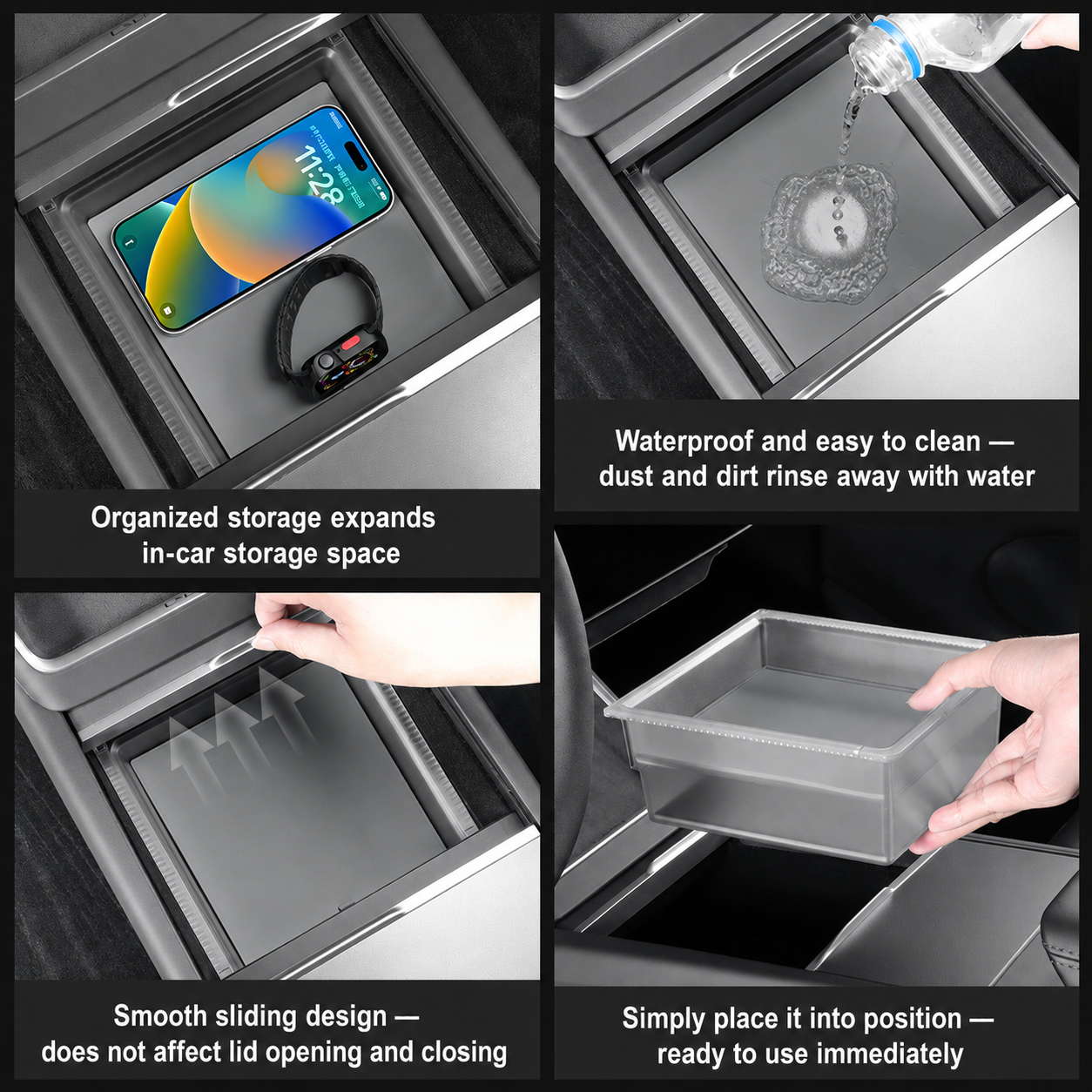Tesla Model Y / YL Center Console Storage Box | ABS+PVC OEM-Fit Interior Organizer