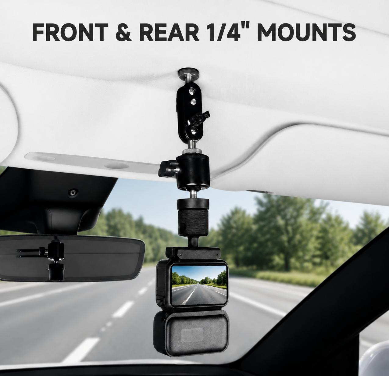 Retractable Roof Sunshade with Dual 1/4" Mounts and Magnetic Points for Tesla Model Y/Y Juniper