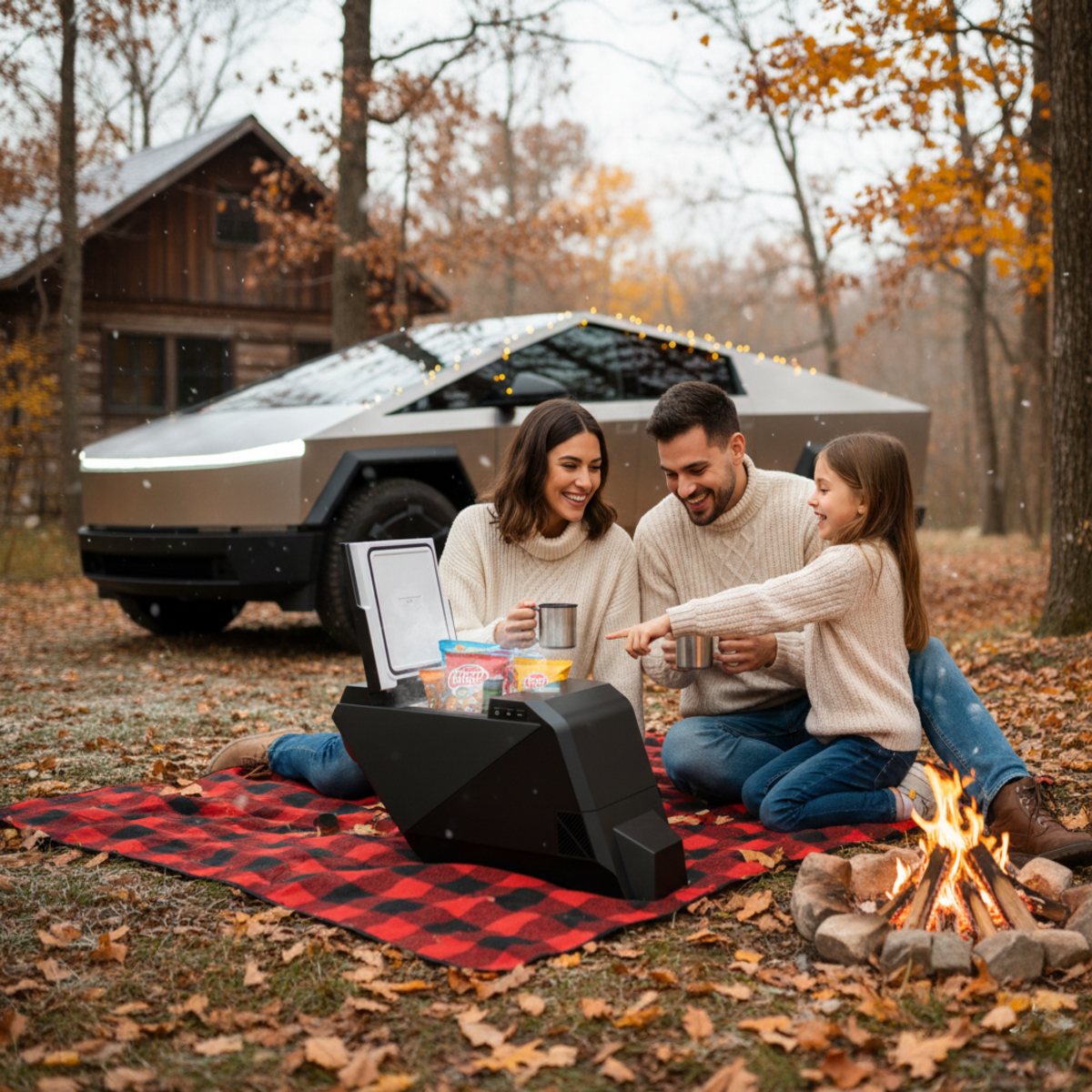 Tesla Cybertruck 18L Center Console Refrigerator with Dual-Mode Cooling & 20W USB-C Power Hub