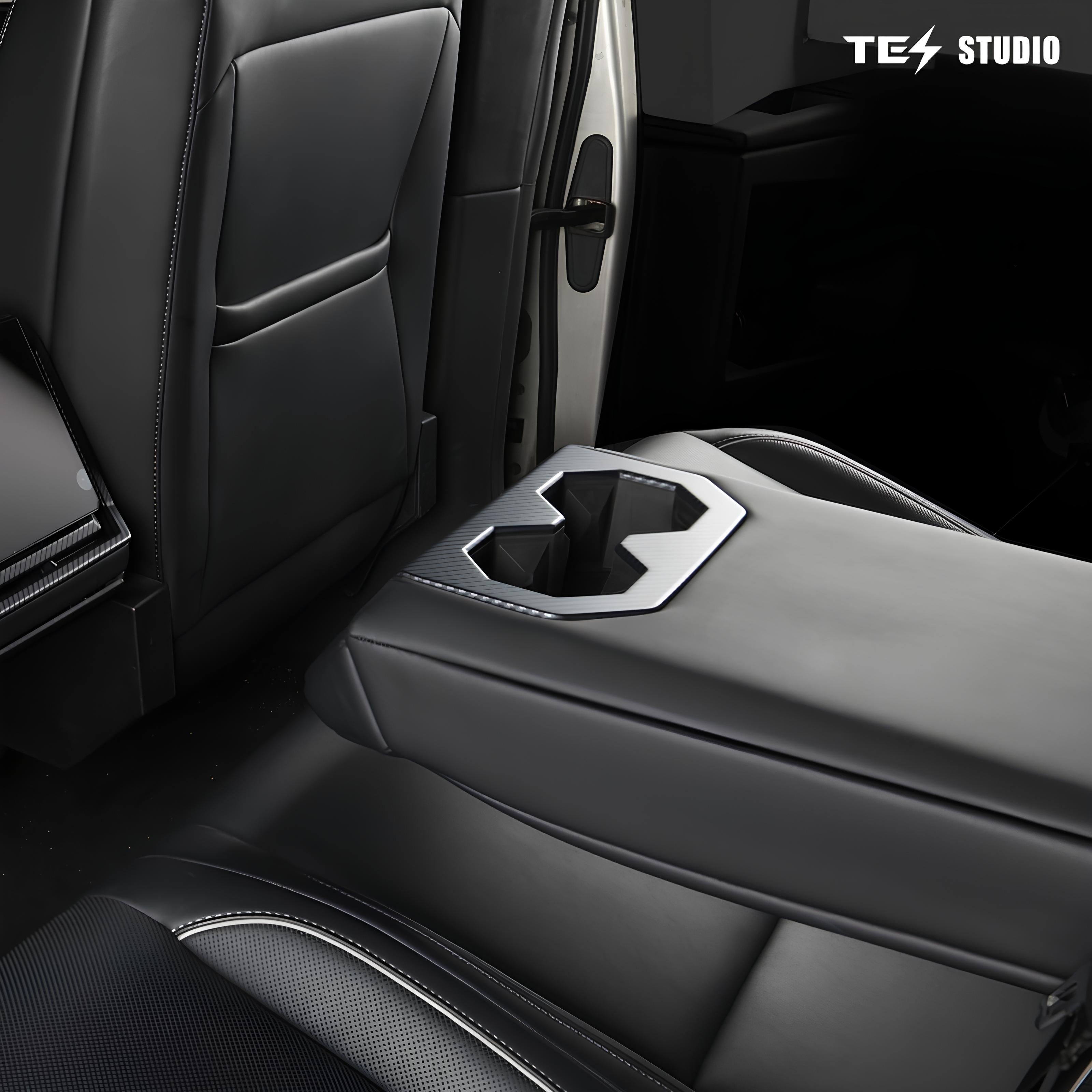 Tesla Cybertruck Interior Accessories Rear Seat Cup Holder Frame Trim Cover Tesstudio®