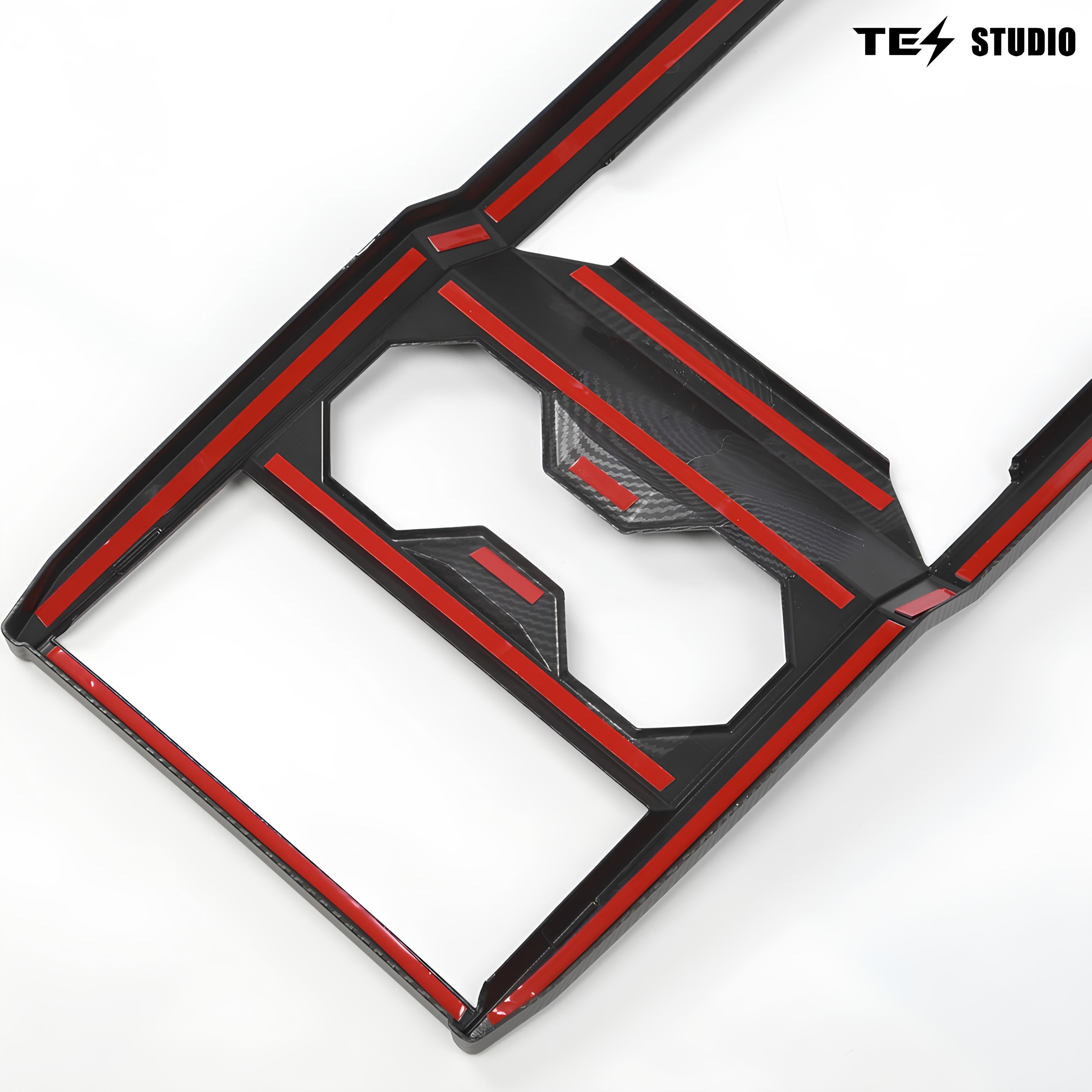 Center Console Cup Holder Panel Trim Cover(Carbon Fiber Pattern ABS) For Cybertruck