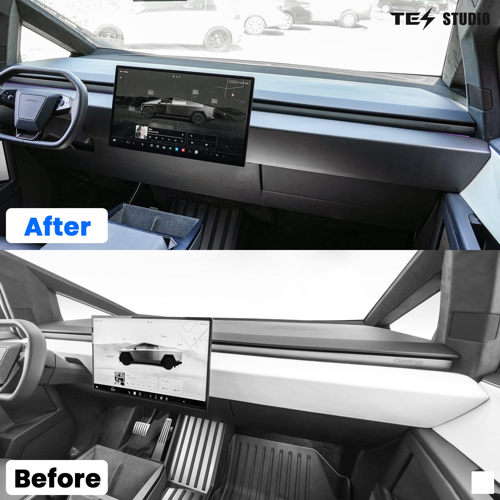 Tesla Accessories Real Carbon Fiber Cybertruck Dashboard Cover Panel Protection Cybertruck Interior Accessories Tesstudio®