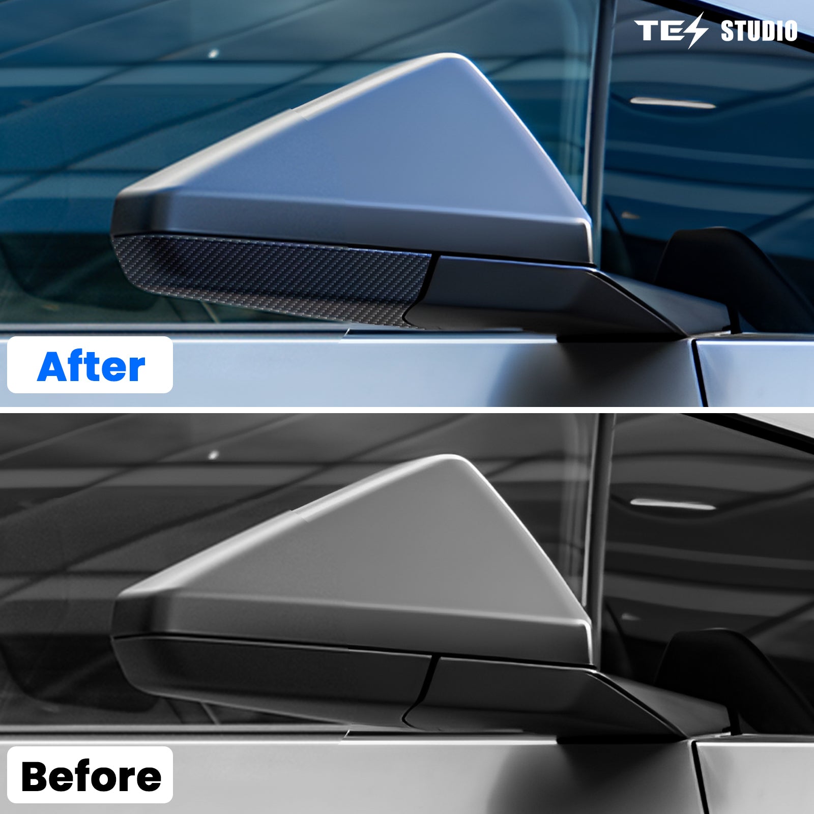 Tesla Cybertruck Carbon Fiber Rearview Side Mirror Bottom Covers Trim Side Mirror Accessories Tesstudio®