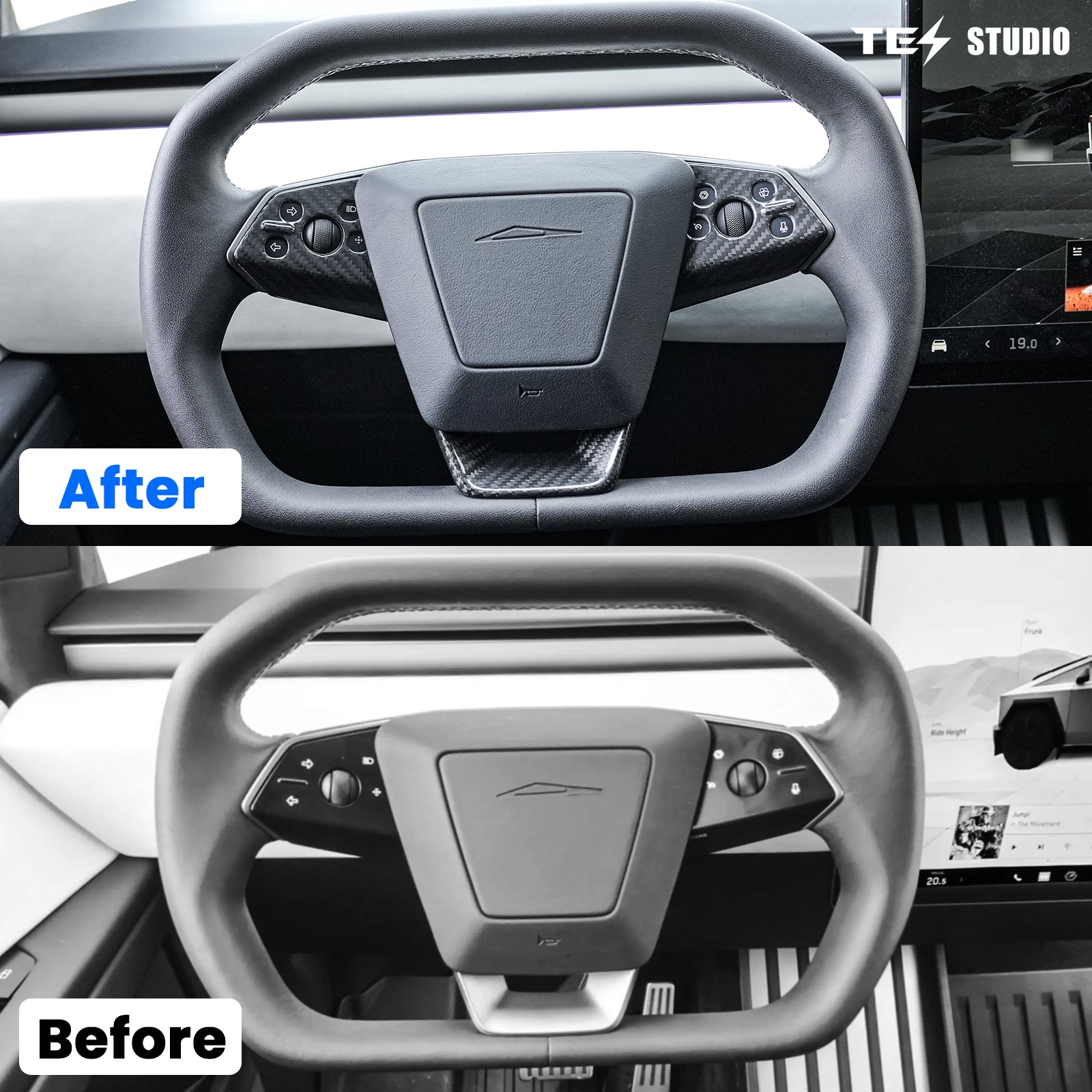 Tesla Accessories Cybertruck Carbon Fiber Steering Wheel Cover Cybertruck Interior Accessories Tesstudio®