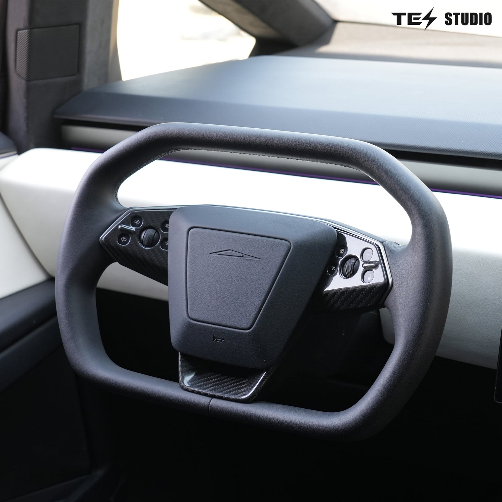 Tesla Accessories Cybertruck Carbon Fiber Steering Wheel Cover Cybertruck Interior Accessories Tesstudio®