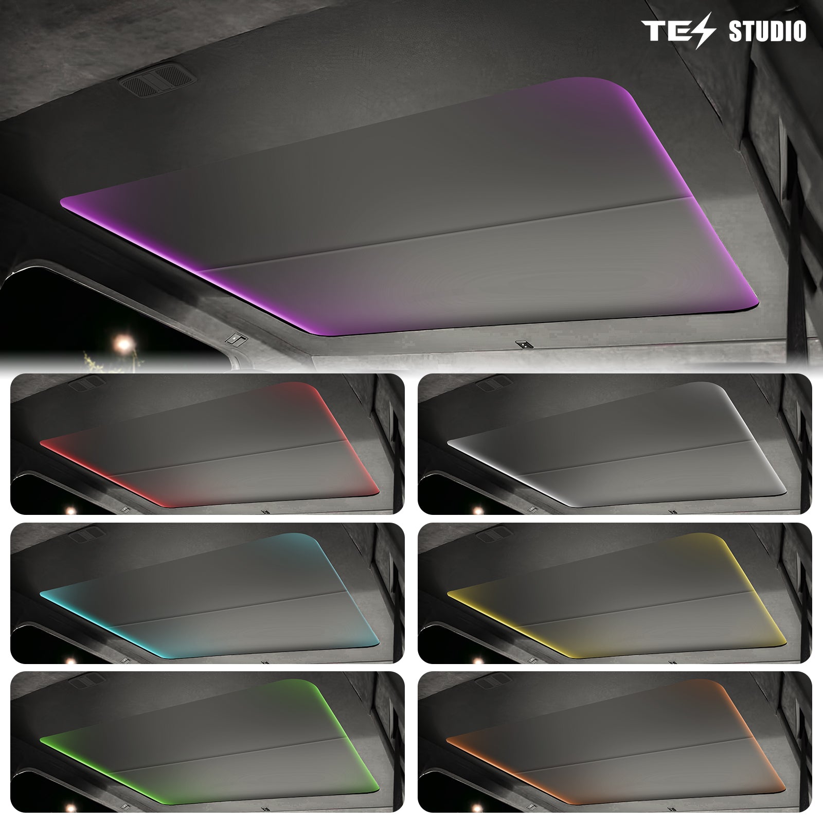Tesla Cybertruck Power Sunshade 2 Control Buttons Voice-Controlled Electric Sunshade Glass Roof Sunshade with Ambient Lighting Tesstudio®