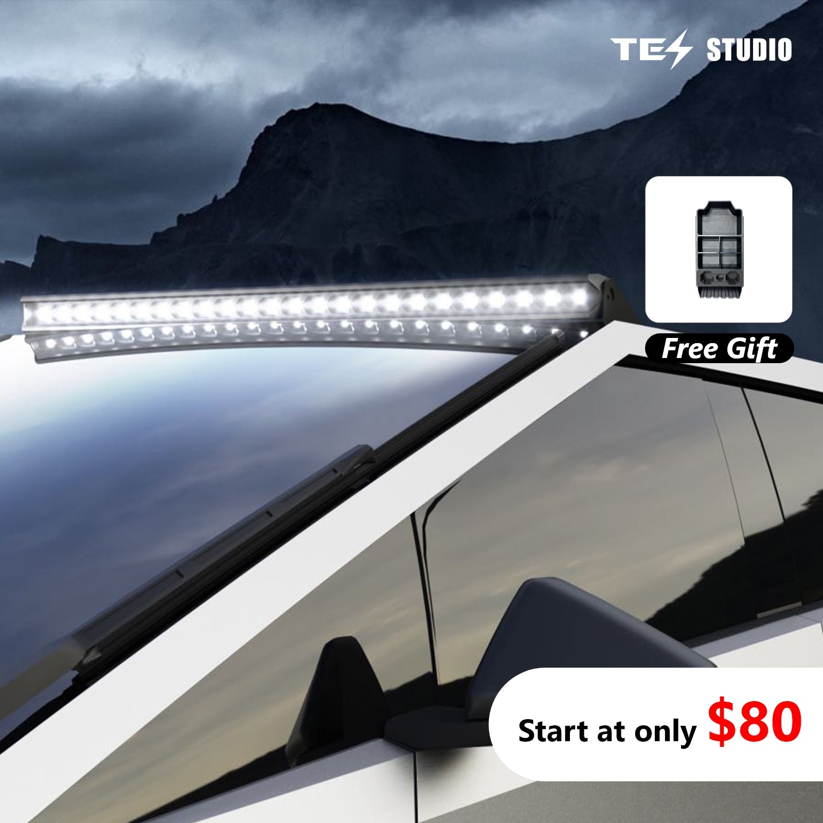 Light bar and spotlights top