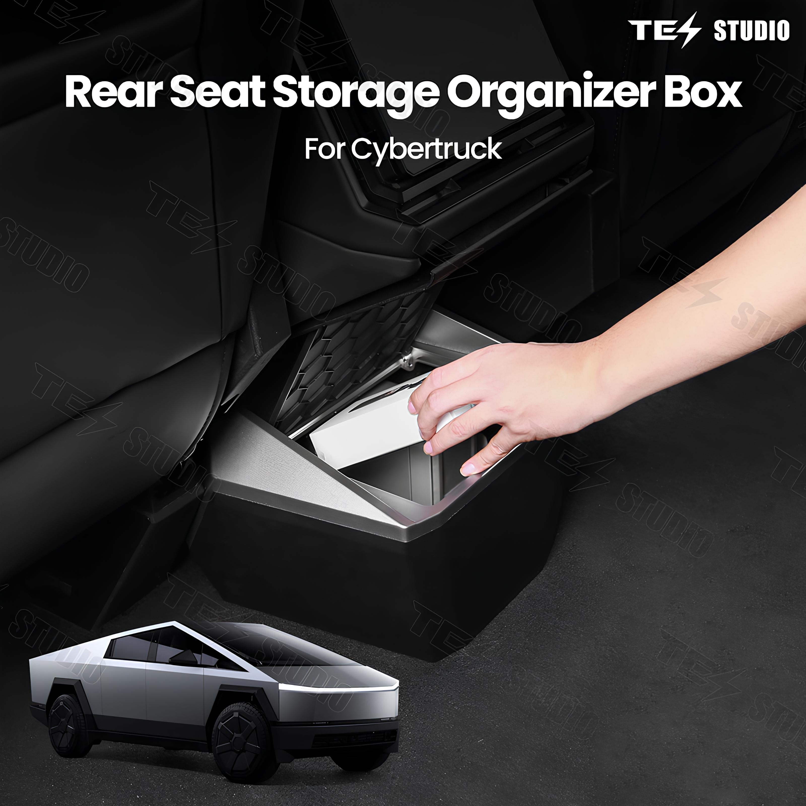 Cybertruck Rear Seat Storage Organizer Box Trash Can Backseat Organizer Tesstudio®