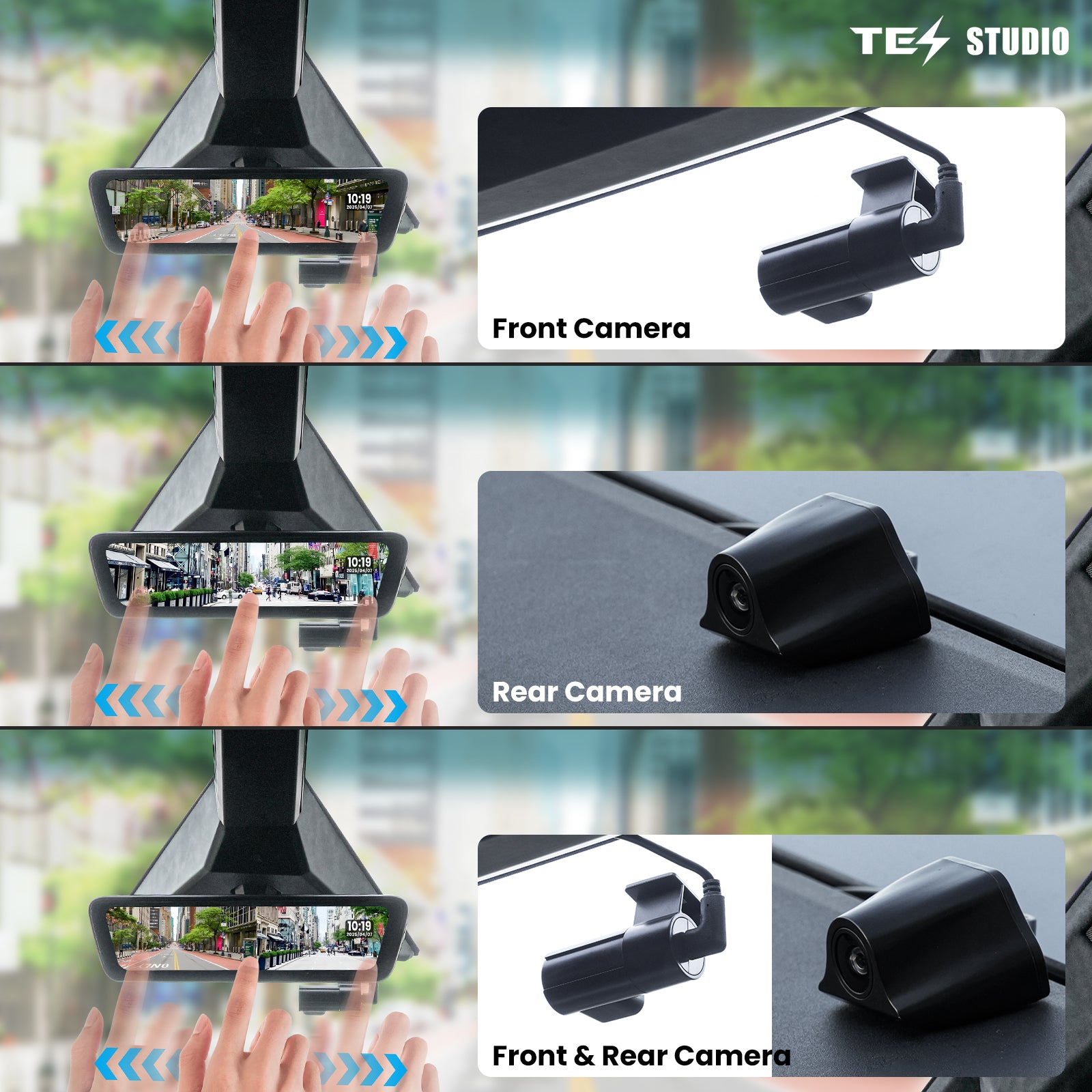 Tesla Cybertruck Streaming Rearview Mirror S8 Plus Front And Rear Dual Recording Digital APP Version Tesstudio®