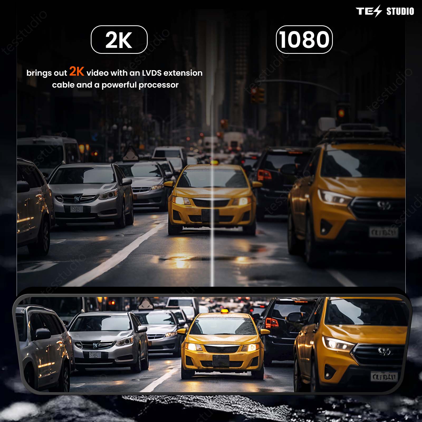 Cybertruck S92 Streaming Rearview Mirror Recorder 1080P HD DVR Dual Way Video Optical Fiber Transmission Signal Tesstudio®