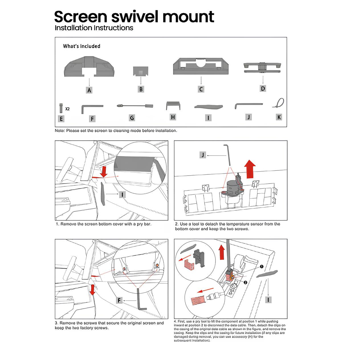 Tesla Screen Swivel — driver-side pivot angle demo