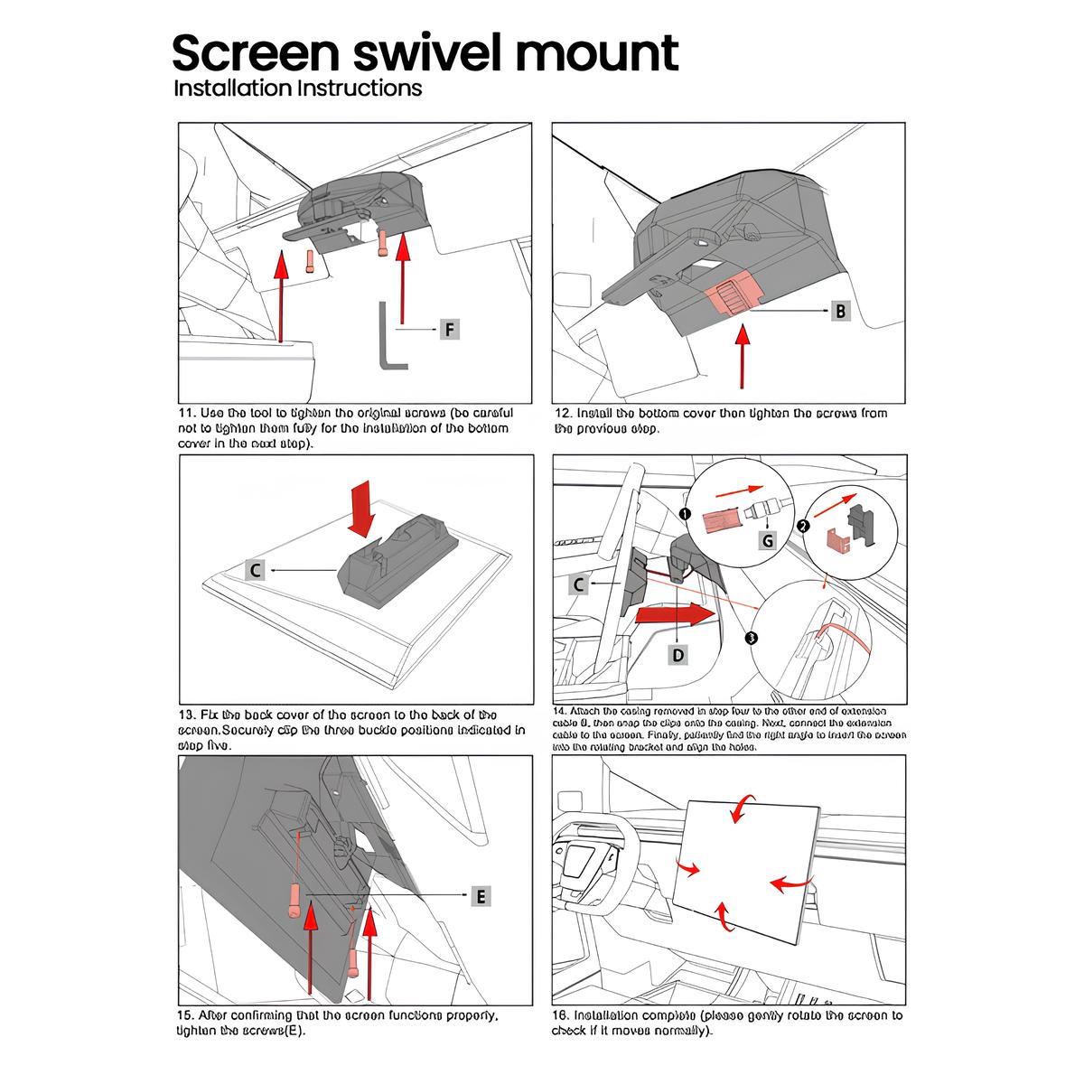 Swivel Mount Kit Screen Rotating Holder For Cybertruck Tesstudio®