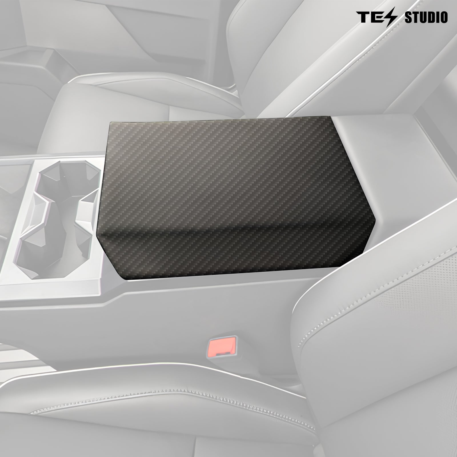 Cybertruck Armrest Box Cover Real Carbon Fiber Center Console Saddle Tesstudio®
