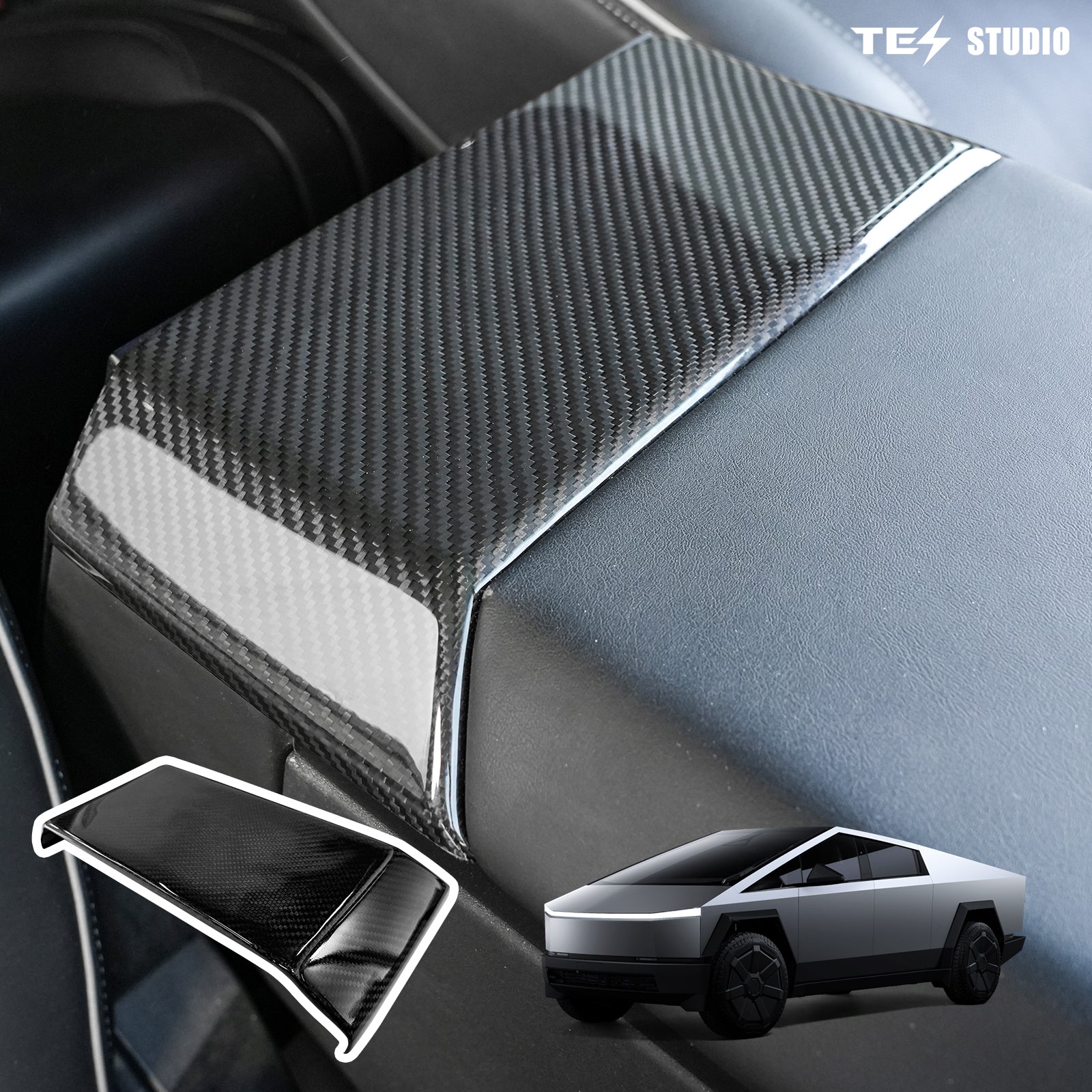 Tesla Cybertruck Accessories Cybertruck Real Carbon Fiber Backseat Top Ven Cover Tesstudio®
