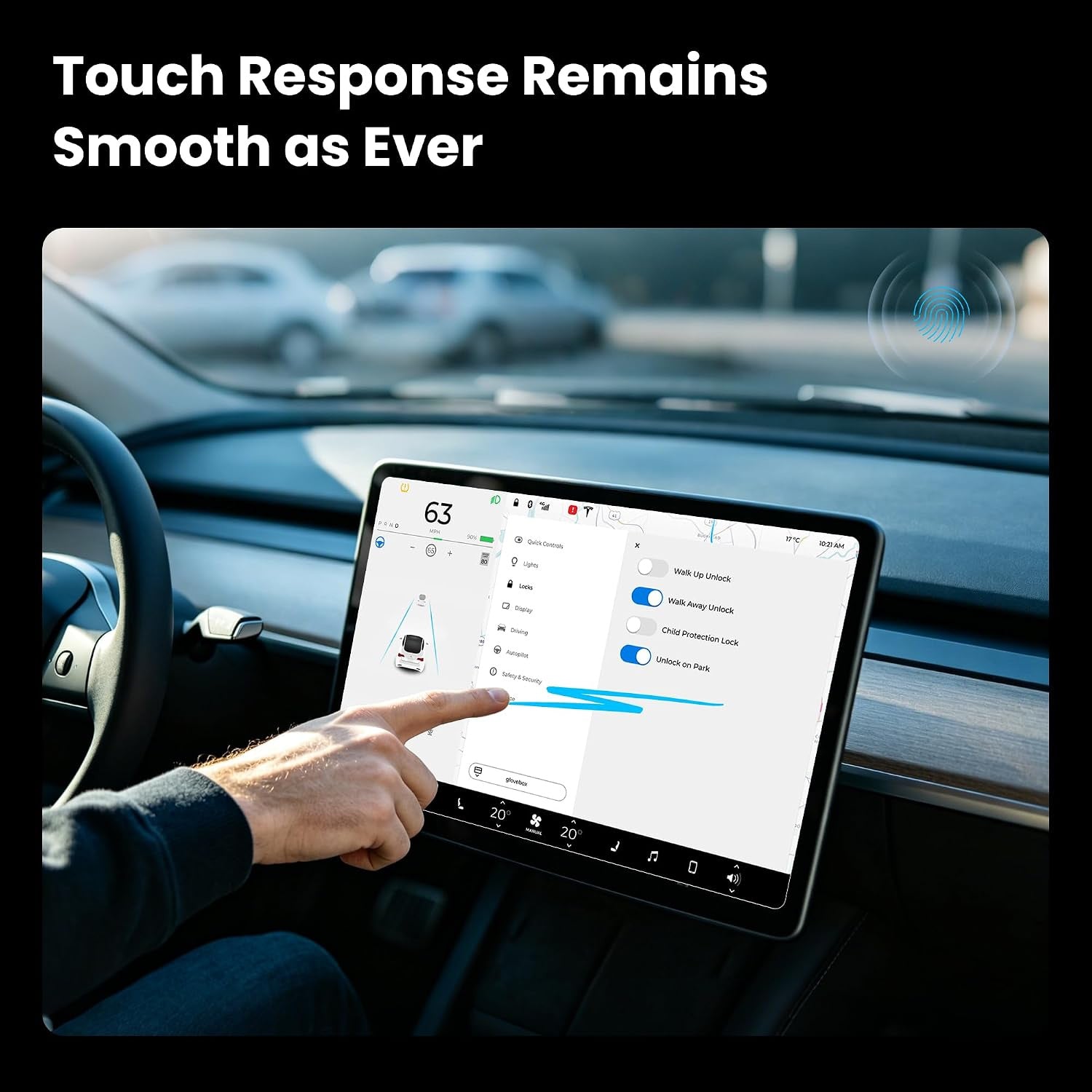 Tesstudio HD & 9H Anti-scratch Tempered Front & Rear Glass Screen Protector for Tesla Model 3 Highland / Model Y Juniper / Model Y L