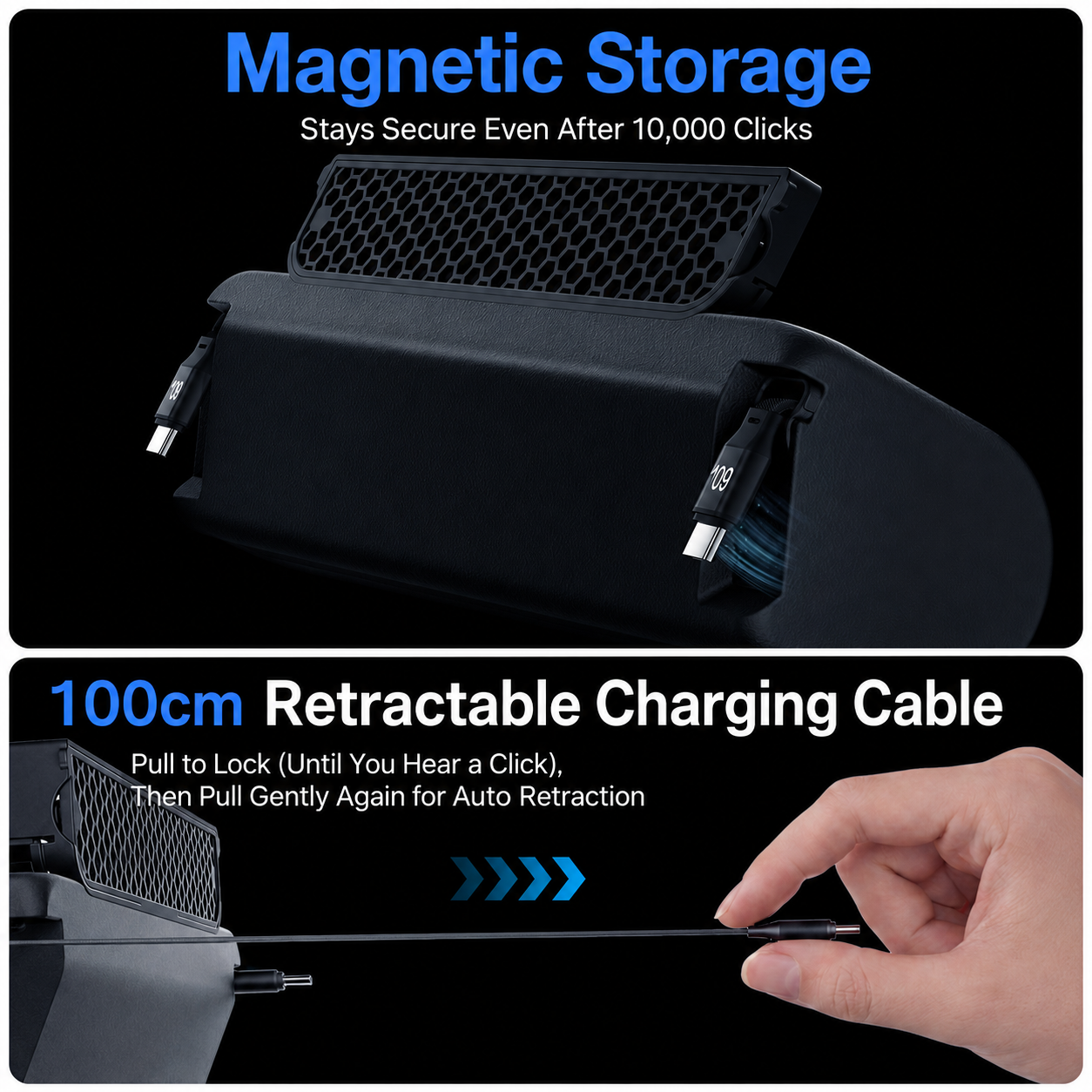 Rear Air Vent Retractable Cable Charging Dock with Aroma Diffuser for Tesla Model Y L 2025.11+
