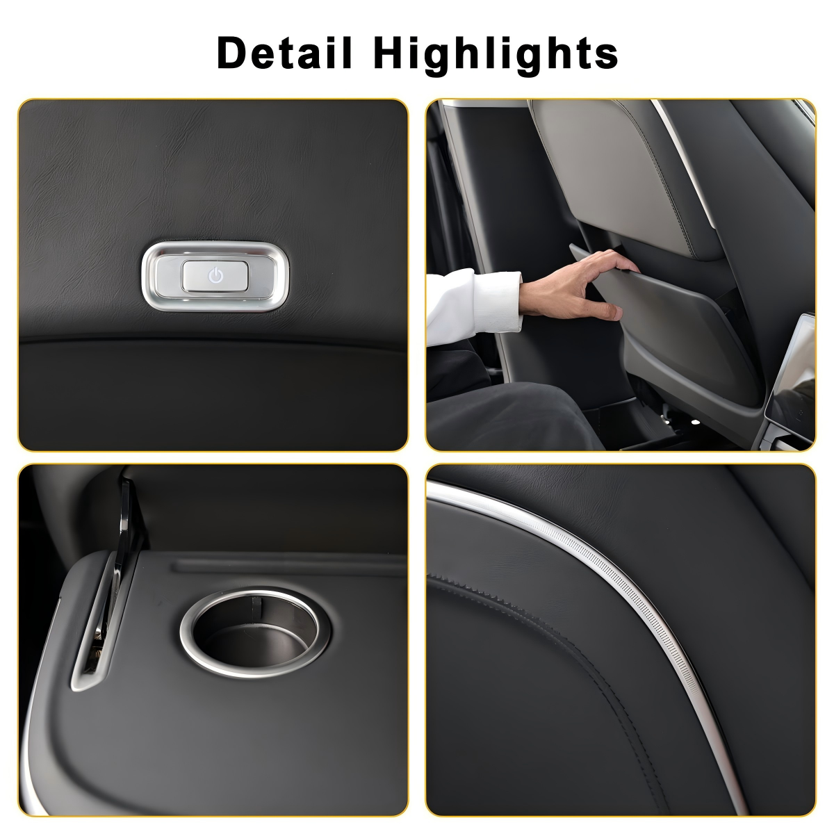 Tesla Electric & Manual Folding Tray Table with Wireless Charger and Ambient Lighting for Model Y / Y Juniper / 3 Highland