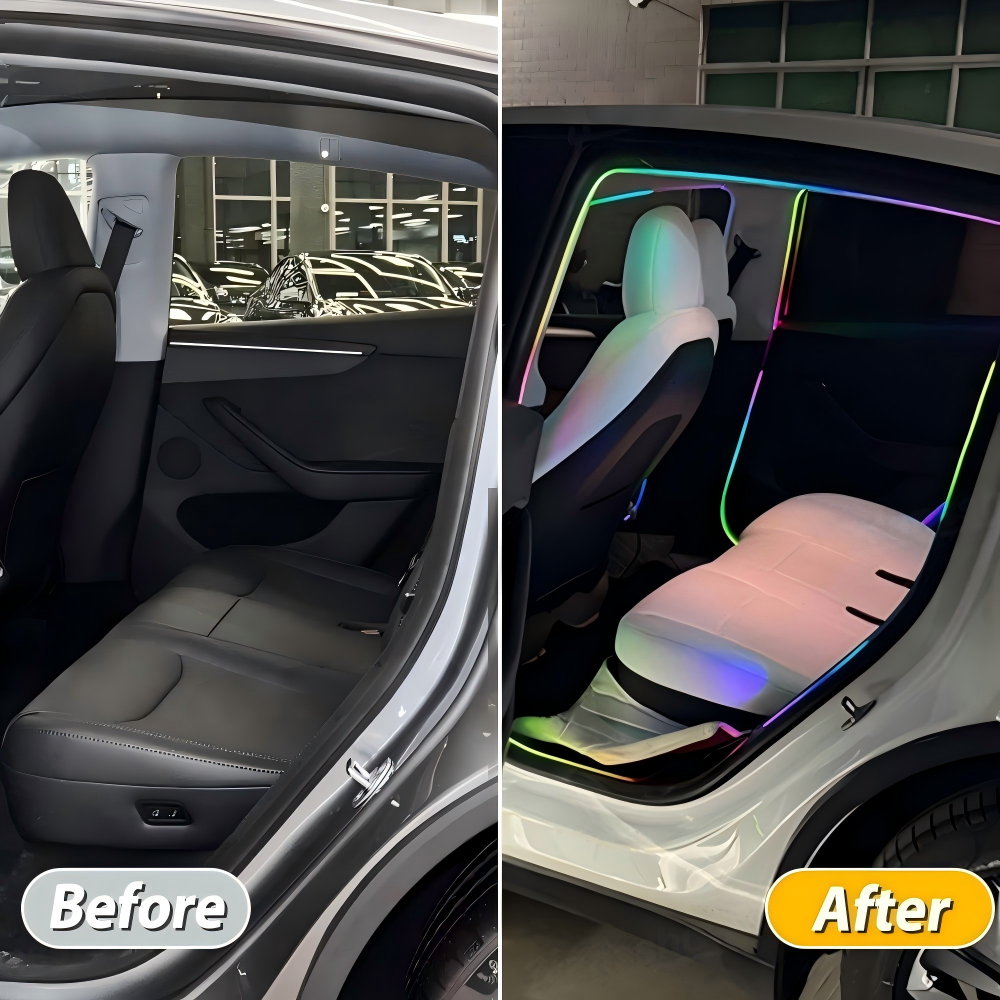 Door LED Strip Lights with APP Control for Tesla Model 3 / 3 Highland / Model Y / Y Juniper Interior Ambient Lighting