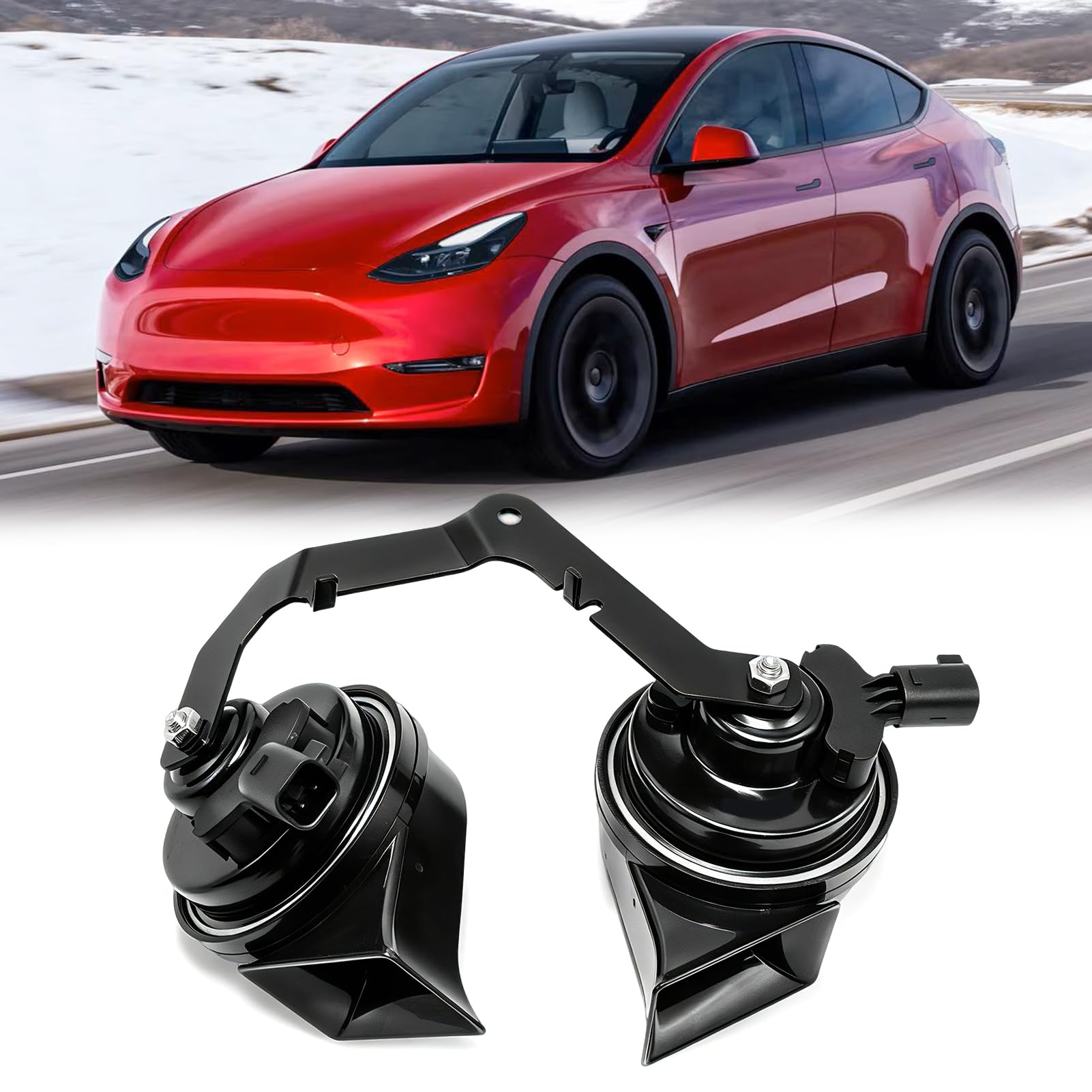 Tesla Model 3 / Model Y Horn Set, 1 Pair, Part No. MY 1507242-00-B / M3 1109660-00-A