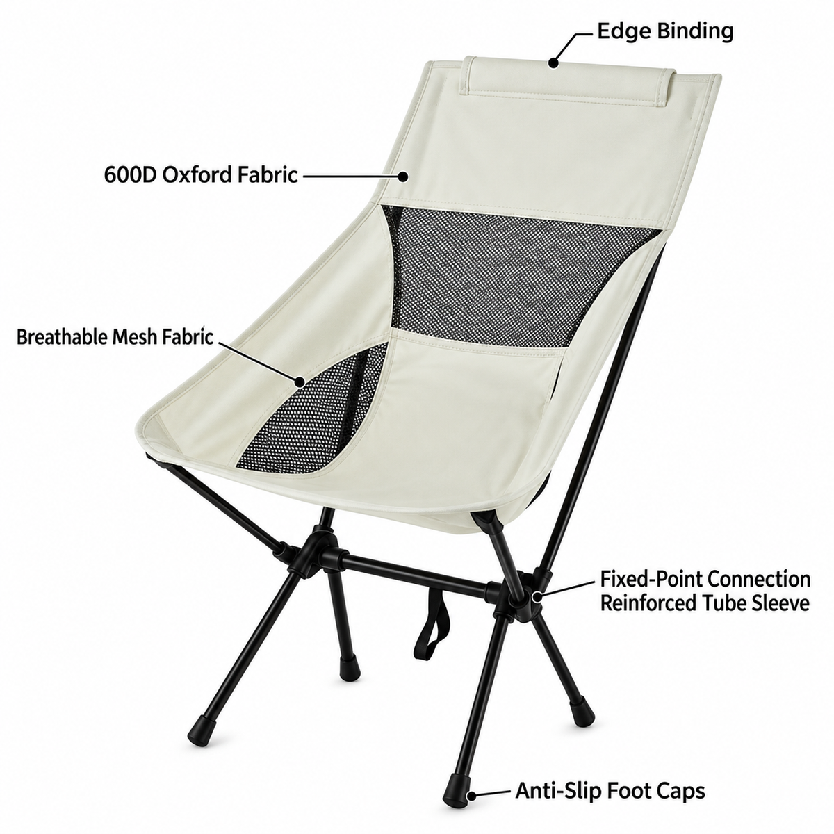 Outdoor Portable Folding Moon Chair, 120kg Weight Capacity