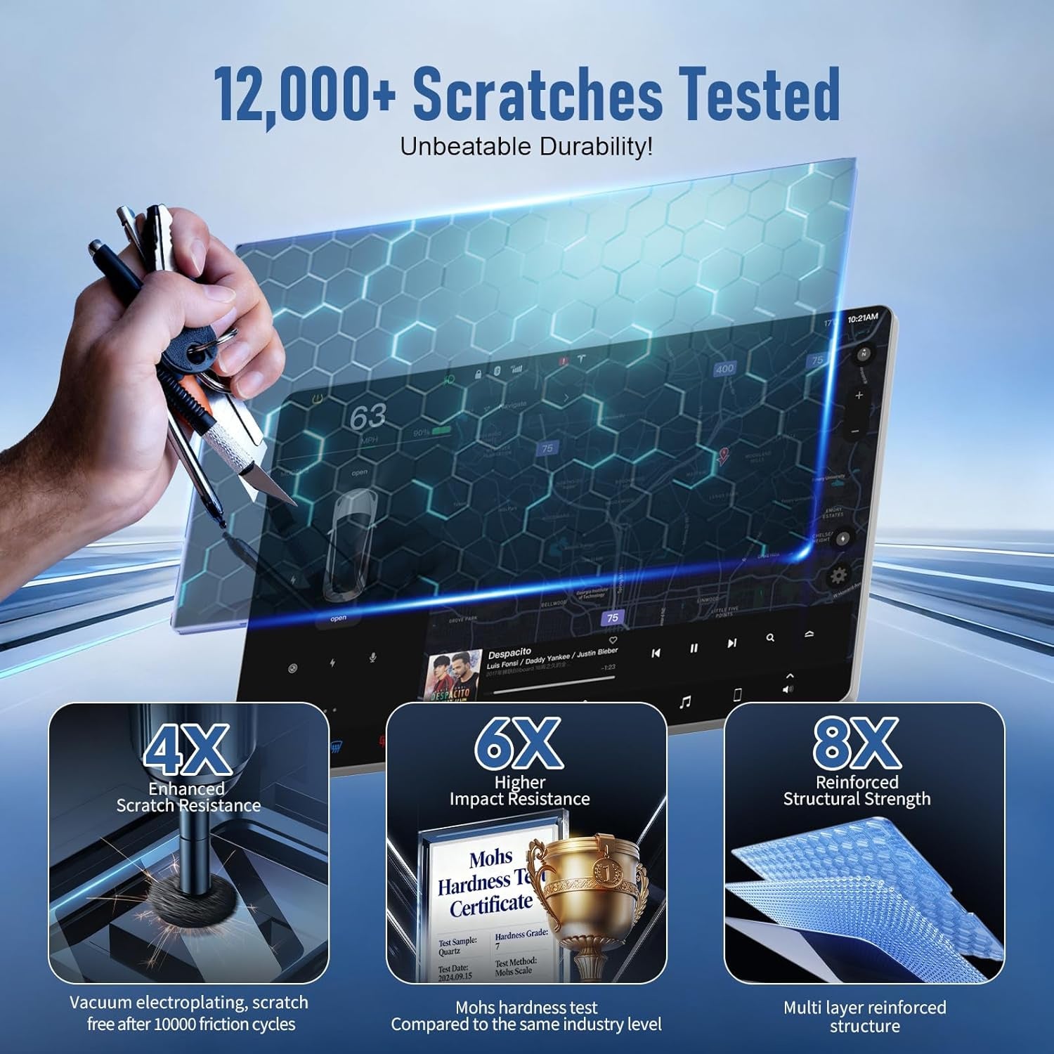 Tesstudio HD & 9H Anti-scratch Tempered Front & Rear Glass Screen Protector for Tesla Model 3 Highland / Model Y Juniper / Model Y L