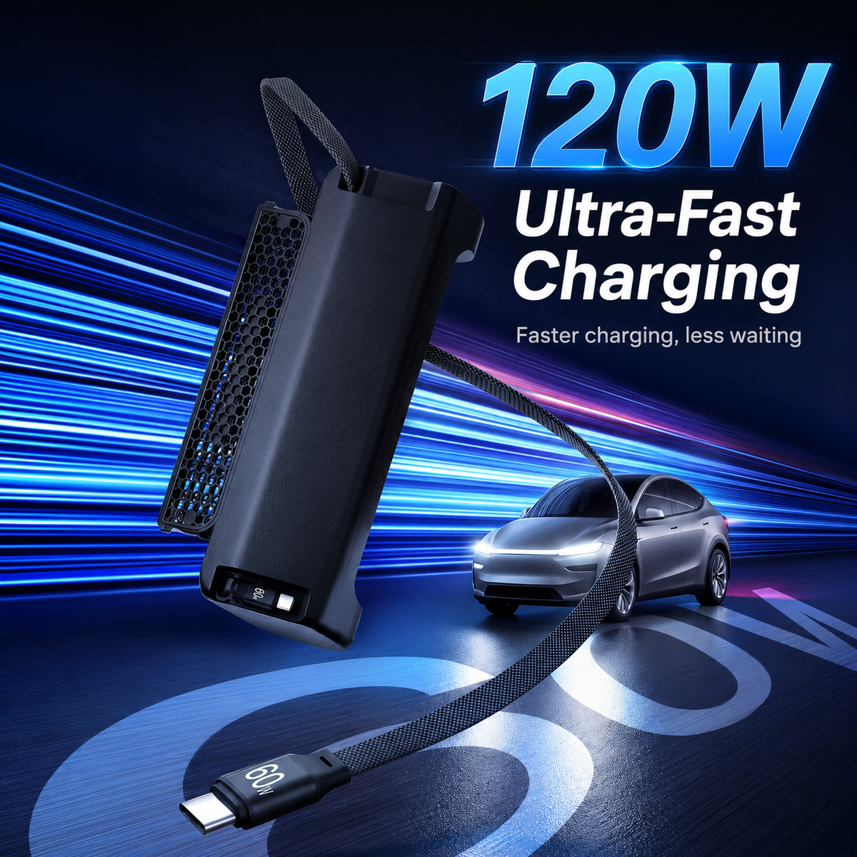 Rear Air Vent Retractable Cable Charging Dock with Aroma Diffuser for Tesla Model Y L 2025.11+