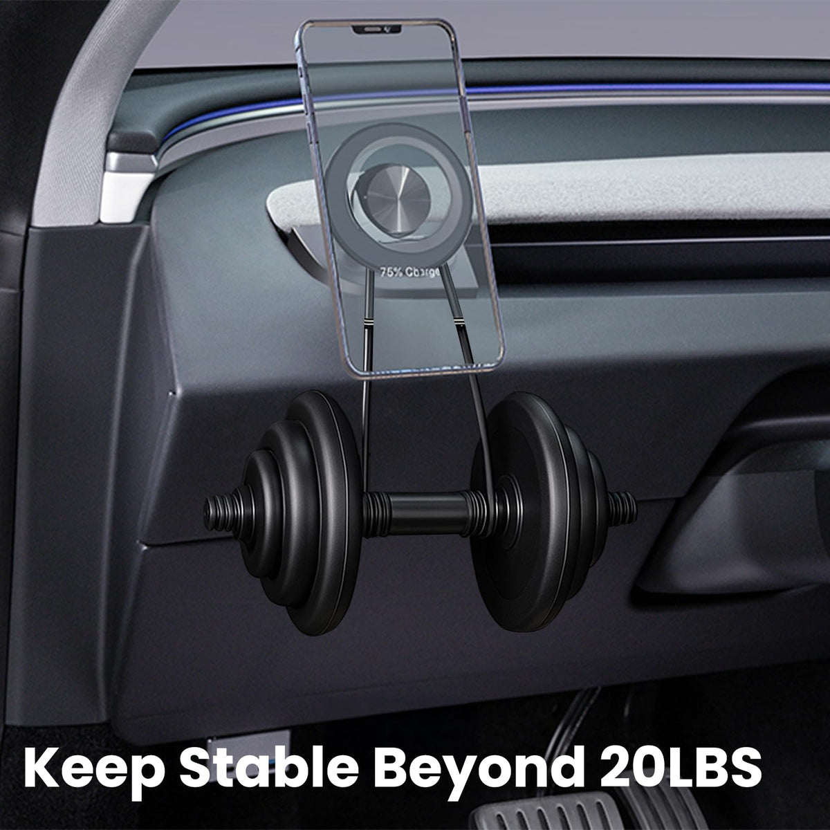 Minimalist Magnetic Phone Mount with Silicone Base for Tesla Model Y Juniper 2025.03+