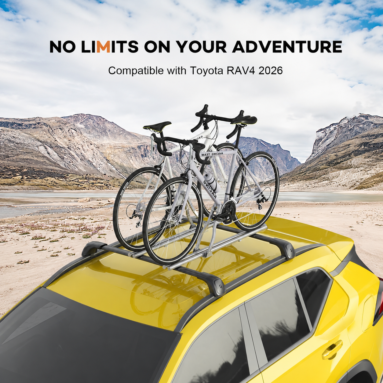 2026 Toyota RAV4 Roof Rack Cross Bars, Lockable Aluminum, 330lbs