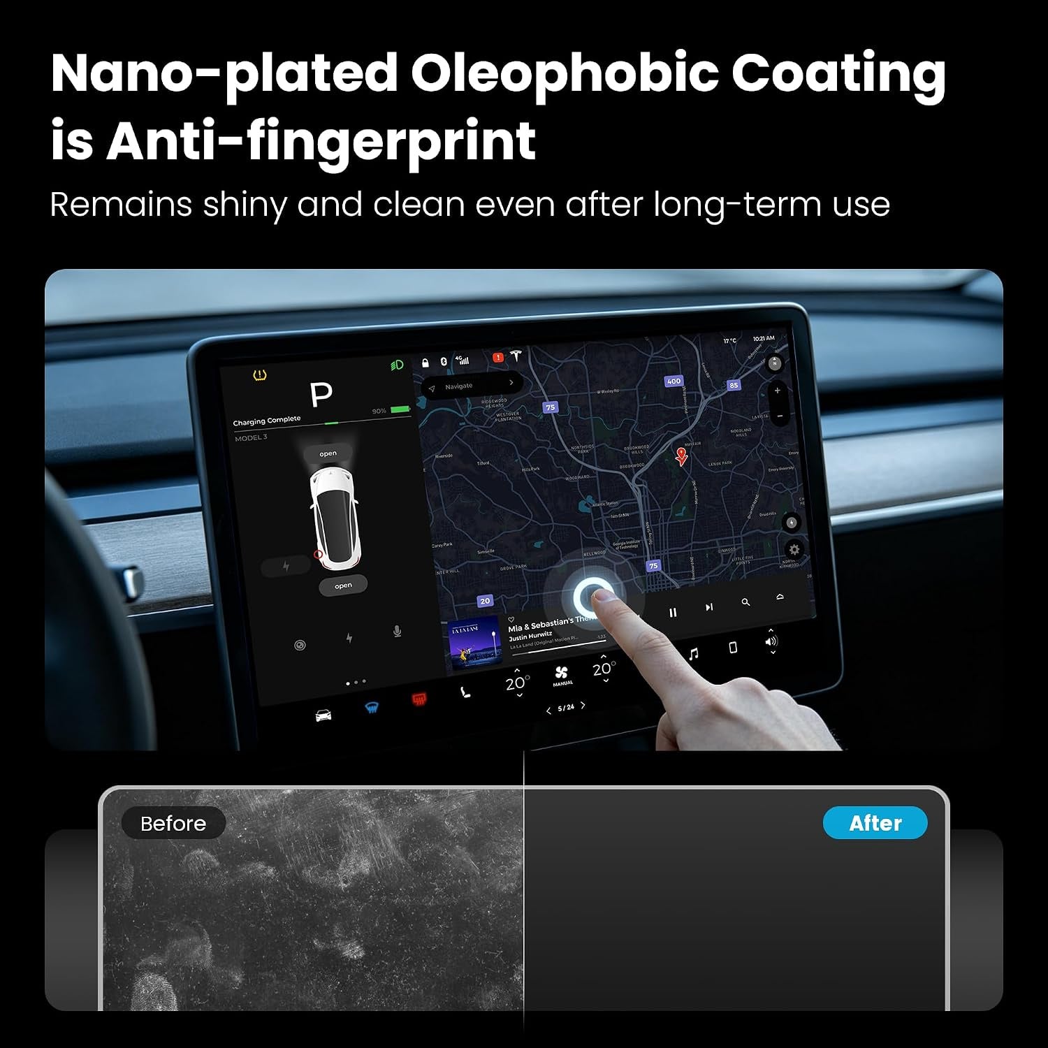 Tesstudio HD & 9H Anti-scratch Tempered Front & Rear Glass Screen Protector for Tesla Model 3 Highland / Model Y Juniper / Model Y L