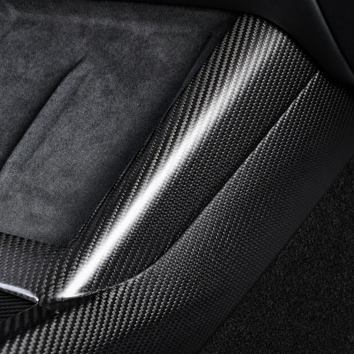 Carbon Fiber Center Console One-Piece Trim Frame for Tesla Model 3 Highland / Model Y Juniper / Model Y L