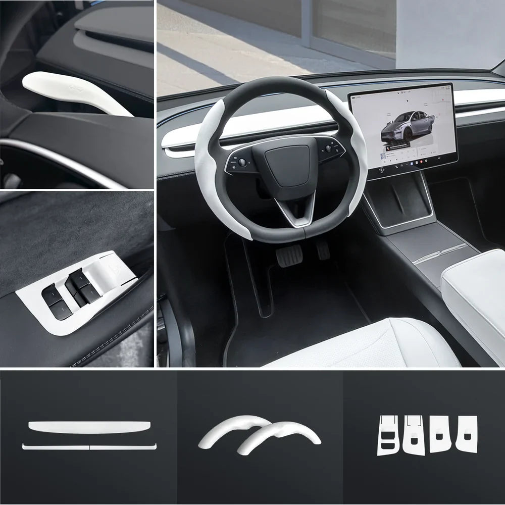 Matte White Interior Upgrade Kit For Tesla Model Y Juniper 2025+