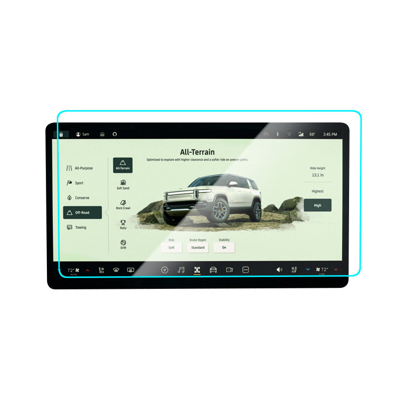 Interior Tempered Glass Screen Protector for Rivian R1T/R1S Center Console & Instrument Cluster