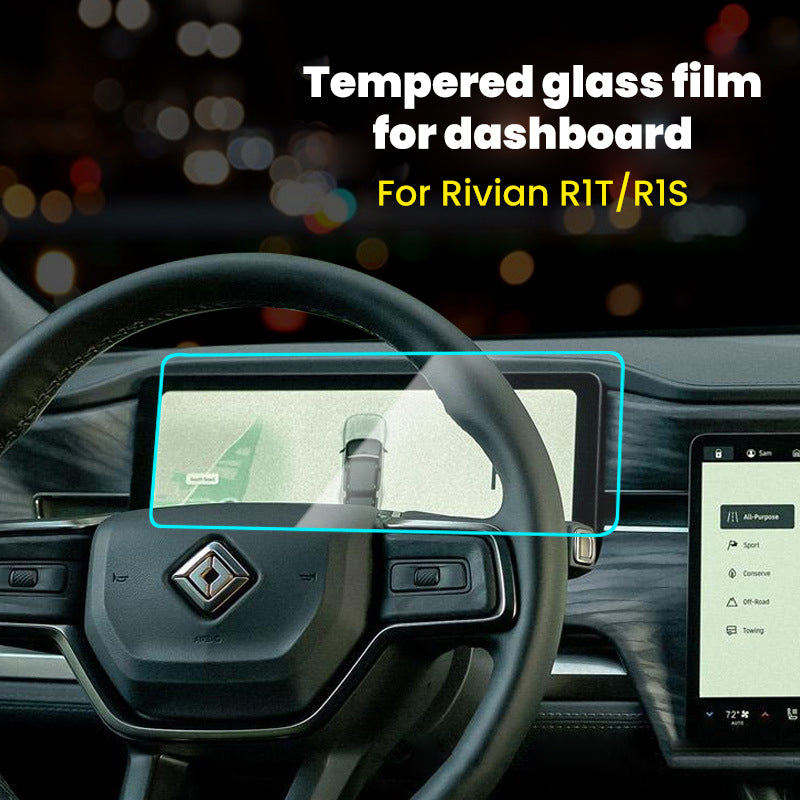 Interior Tempered Glass Screen Protector for Rivian R1T/R1S Center Console & Instrument Cluster