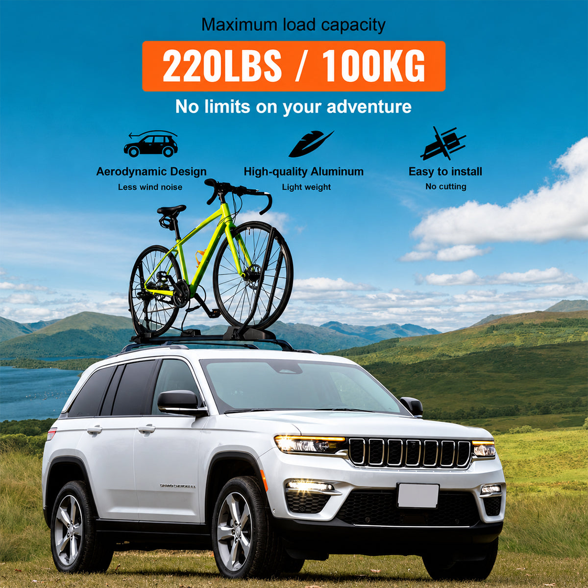 Jeep Grand Cherokee & Grand Cherokee L Lockable Roof Rack Cross Bars