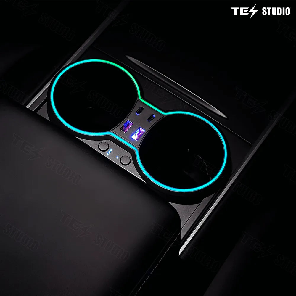 Tesstudio Test Accessories Console Cup Holder Expansion Dock Aromatherapy with Lighting for Model 3/Y(21-23)