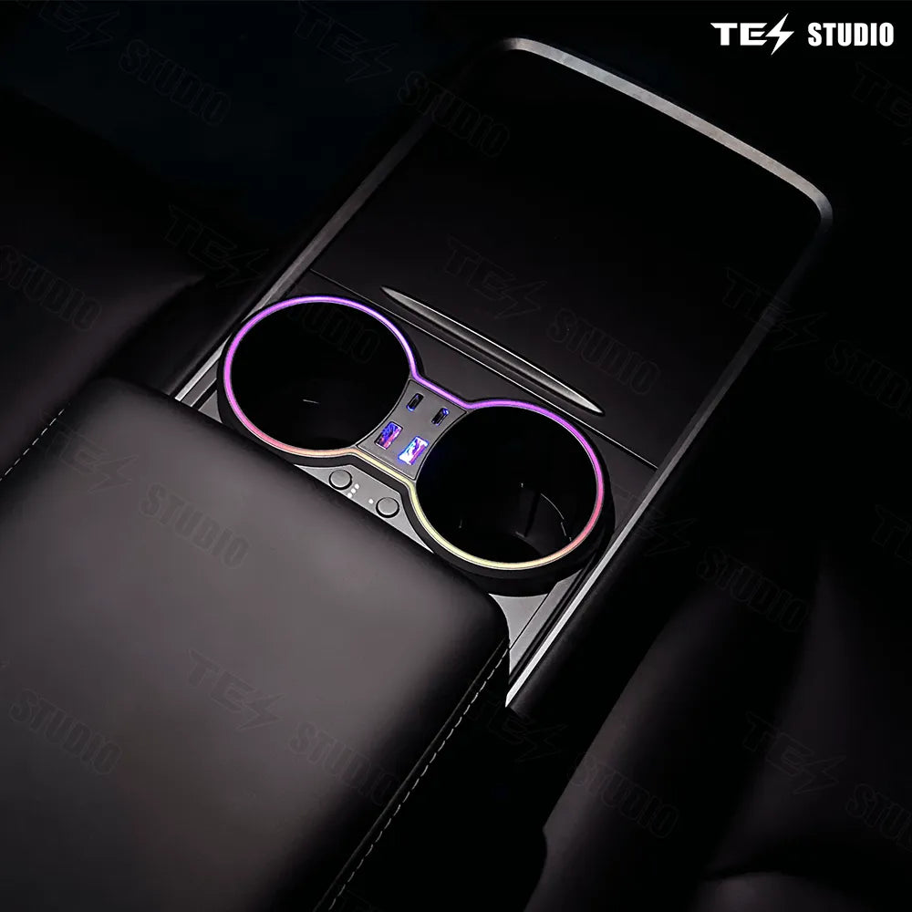 Tesstudio Test Accessories Console Cup Holder Expansion Dock Aromatherapy with Lighting for Model 3/Y(21-23)