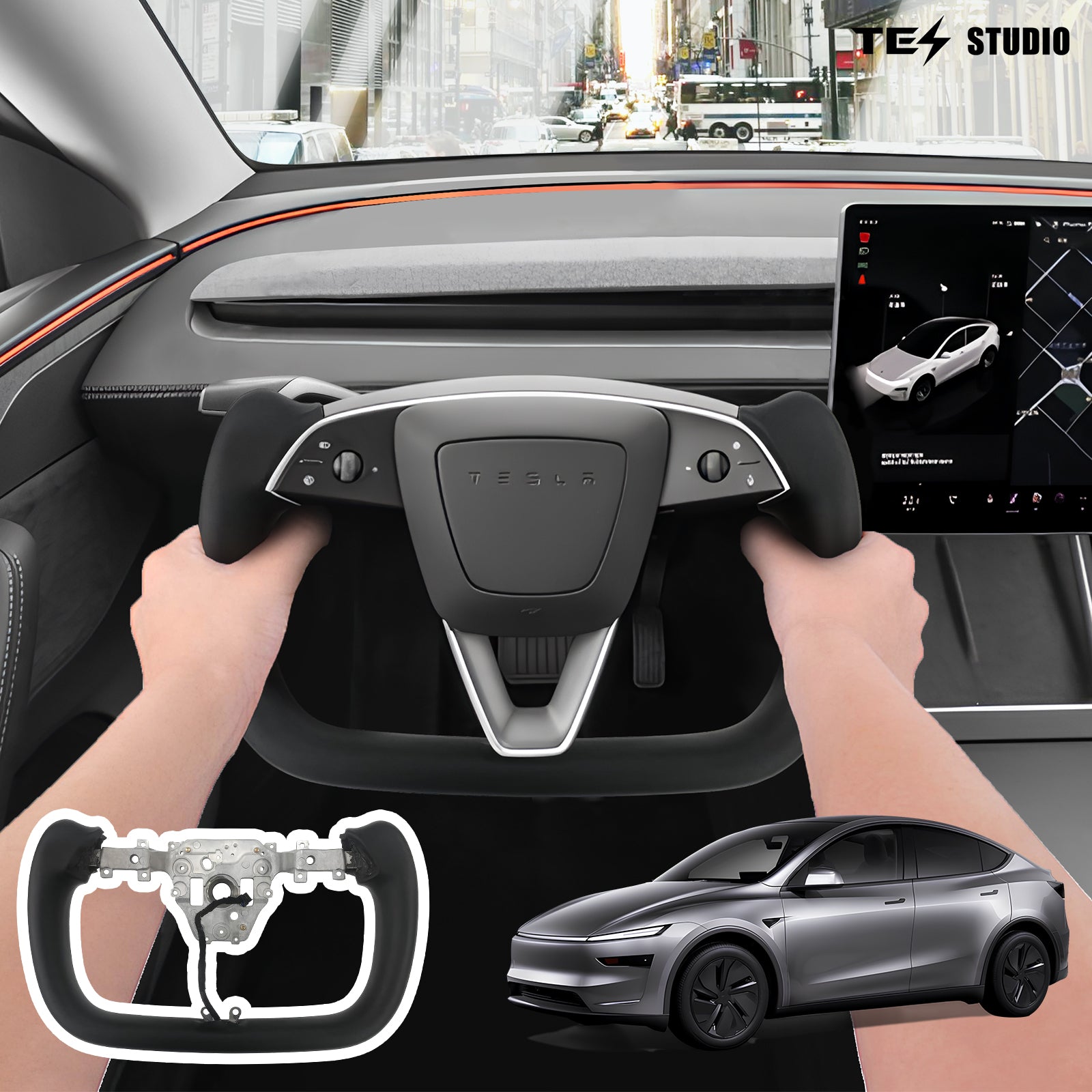 Tesla Model Y Juniper Yoke Steering Wheel Tesla Model Y Juniper Interior Accessories Tesstudio®