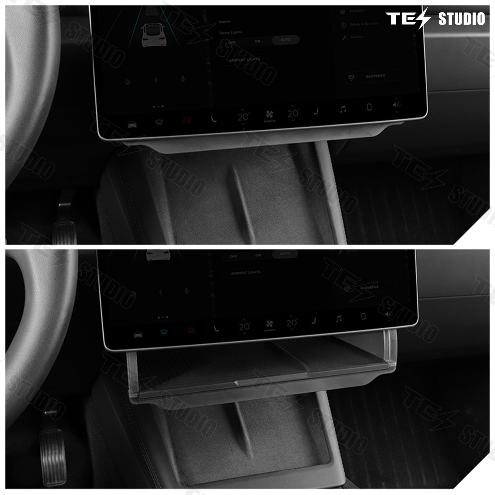 Model 3 Highland Hidden Central Control Screen Lower Storage Box Organizer Behind Screen ETC Storage Box Tesstudio®