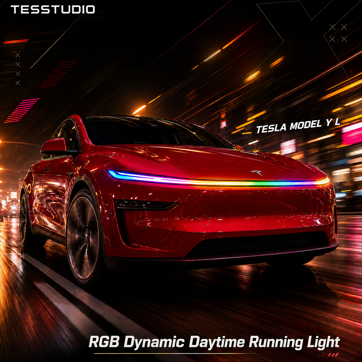 RGB Dynamic Daytime Running Lights for Tesla Model Y L 2026.06+