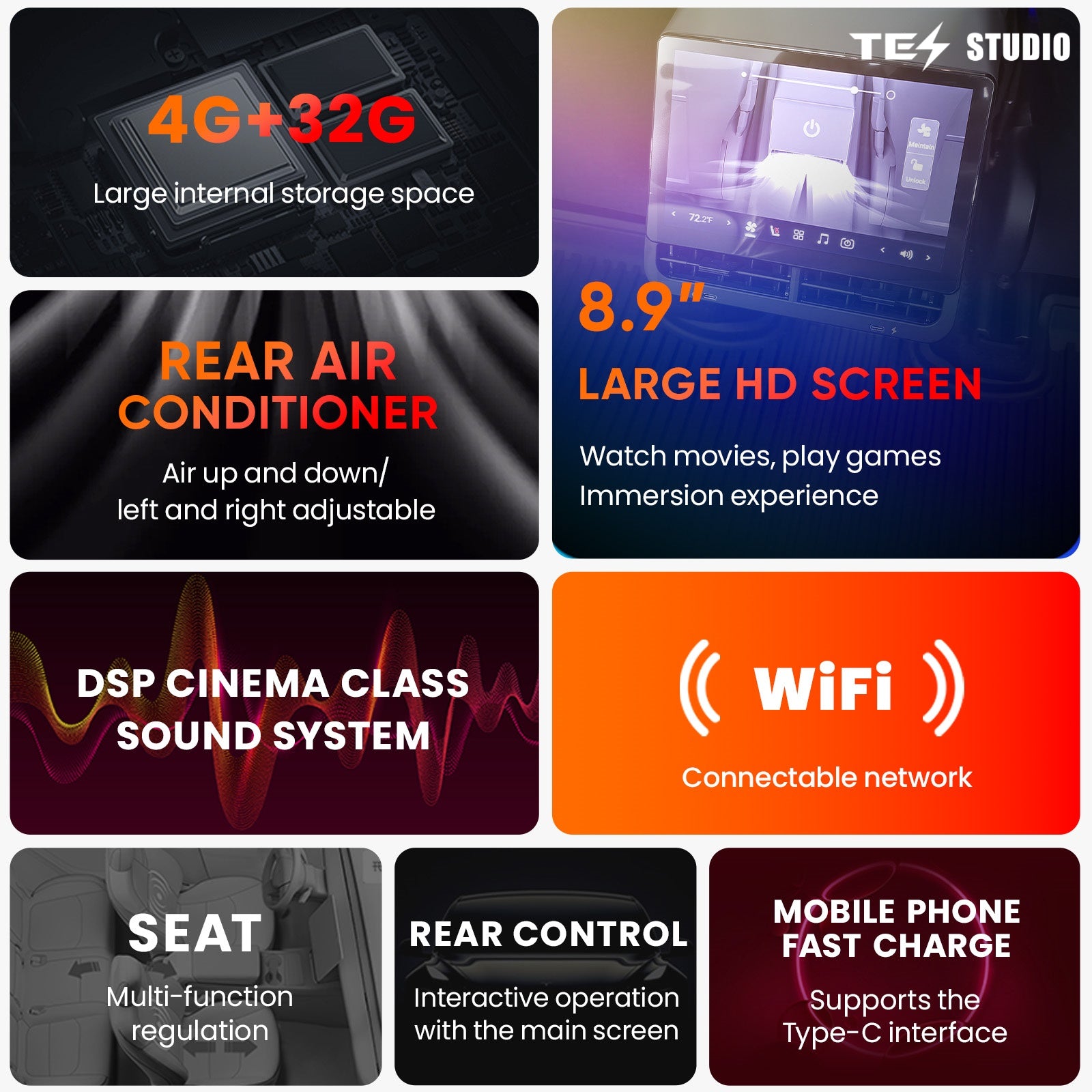 Tesla Model 3/Y R89 Rear Display Screen Rear Entertainment Display Tesstudio®