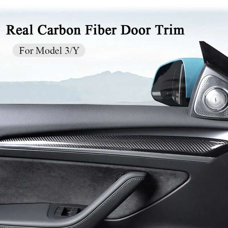 Model 3Y Real Carbon Fiber Dashboard & Front Door Trim Panel Replacement Kit Tesstudio®
