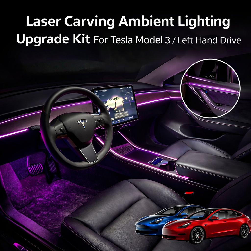 Tesstudio Model 3 Laser Carving Ambient Lighting Upgrade Kit For Tesla Model 3/Y / Left Hand Drive