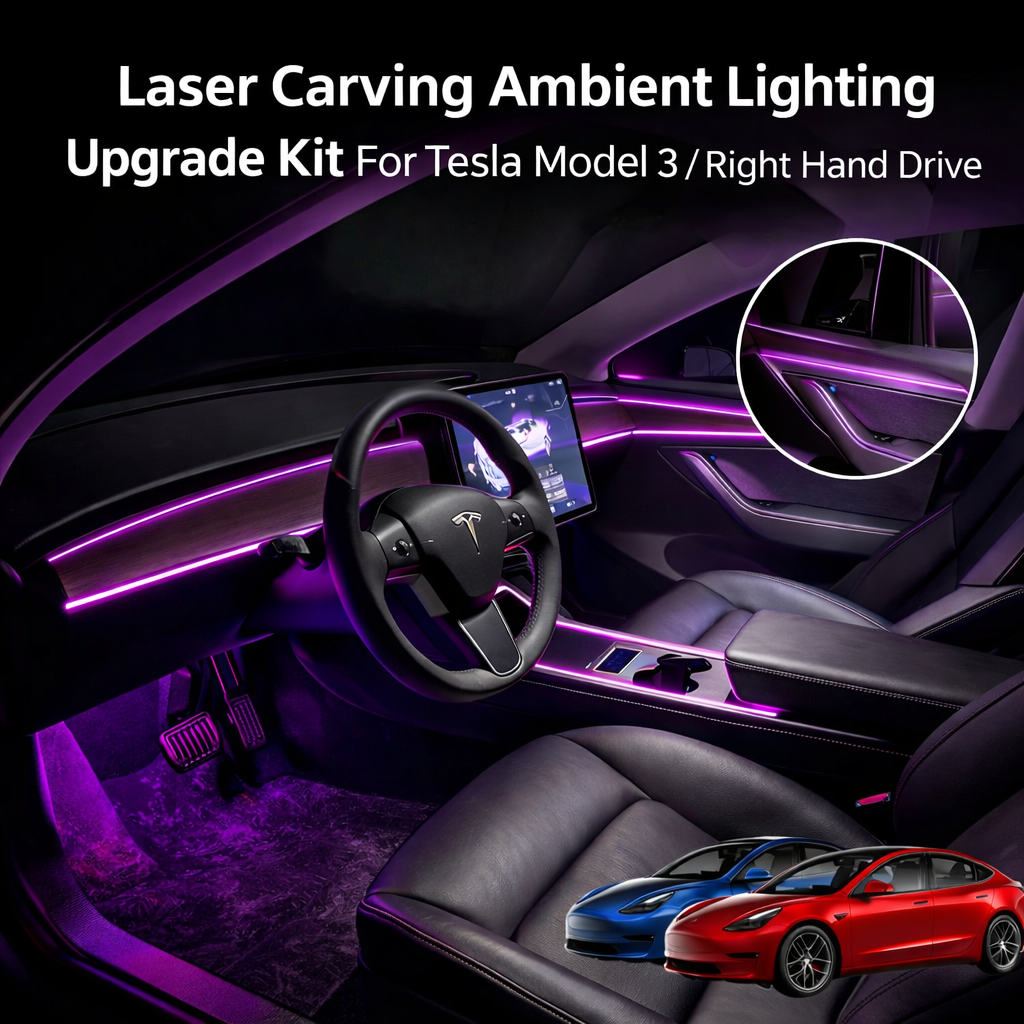Tesstudio Model 3 Laser Carving Ambient Lighting Upgrade Kit For Tesla Model 3/Y / Right Hand Drive