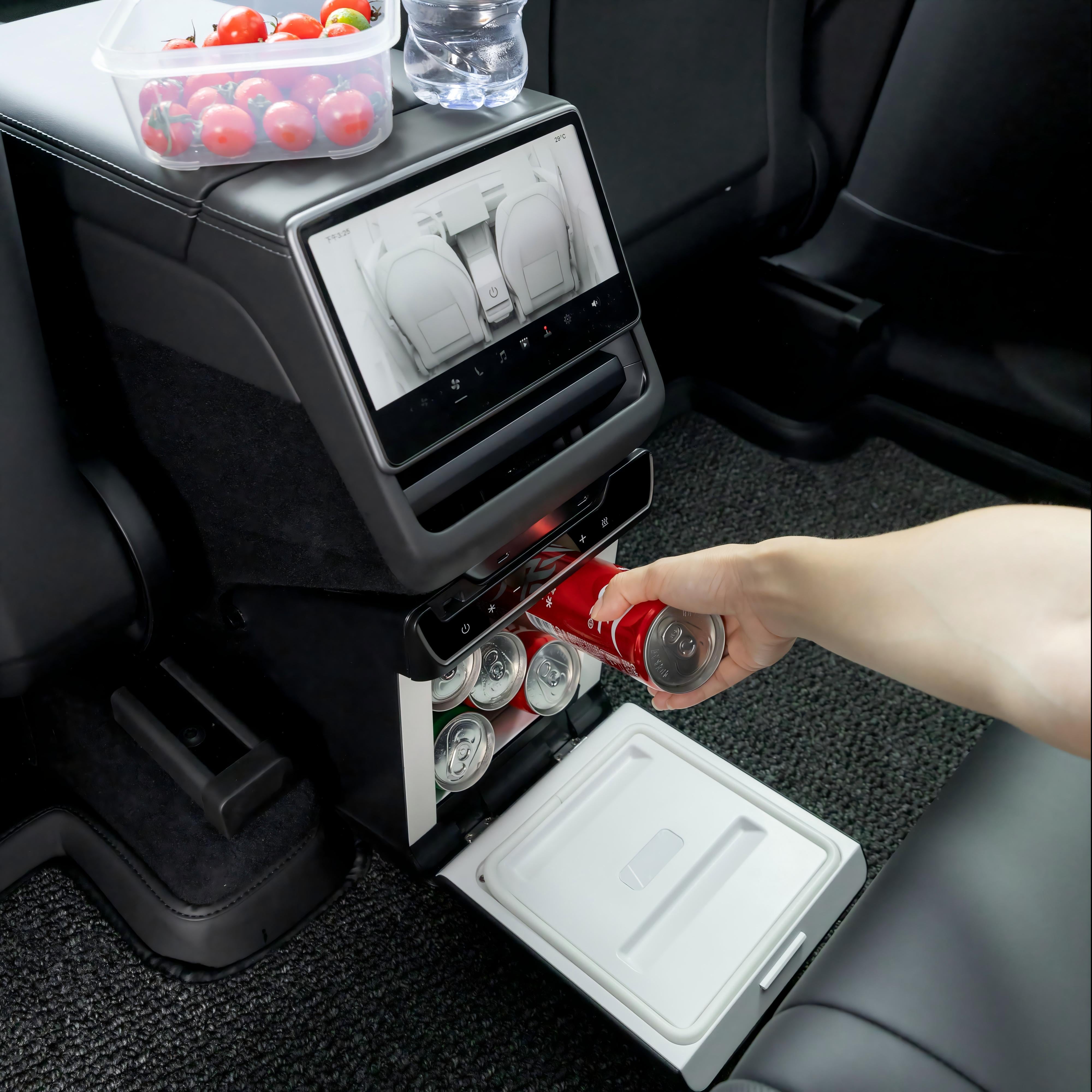 2025 2026 4L Center Console Freezer For Tesla Model Y Juniper (2025.3+) Refrigerator | Winter Warm Foods