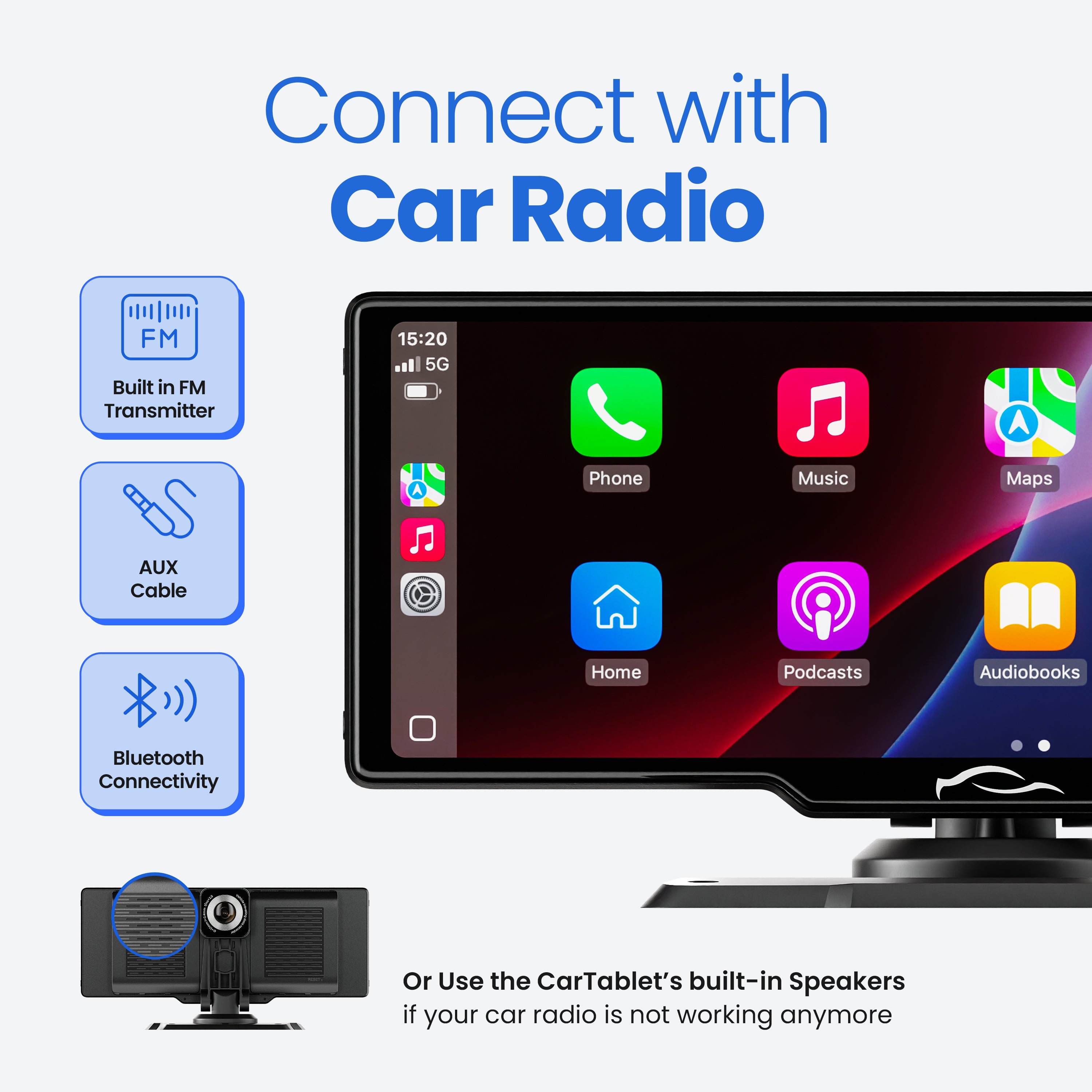 Tesstudio 2026 Plug-and-Play 4K CarPlay & Android Auto Screen with Dashcam