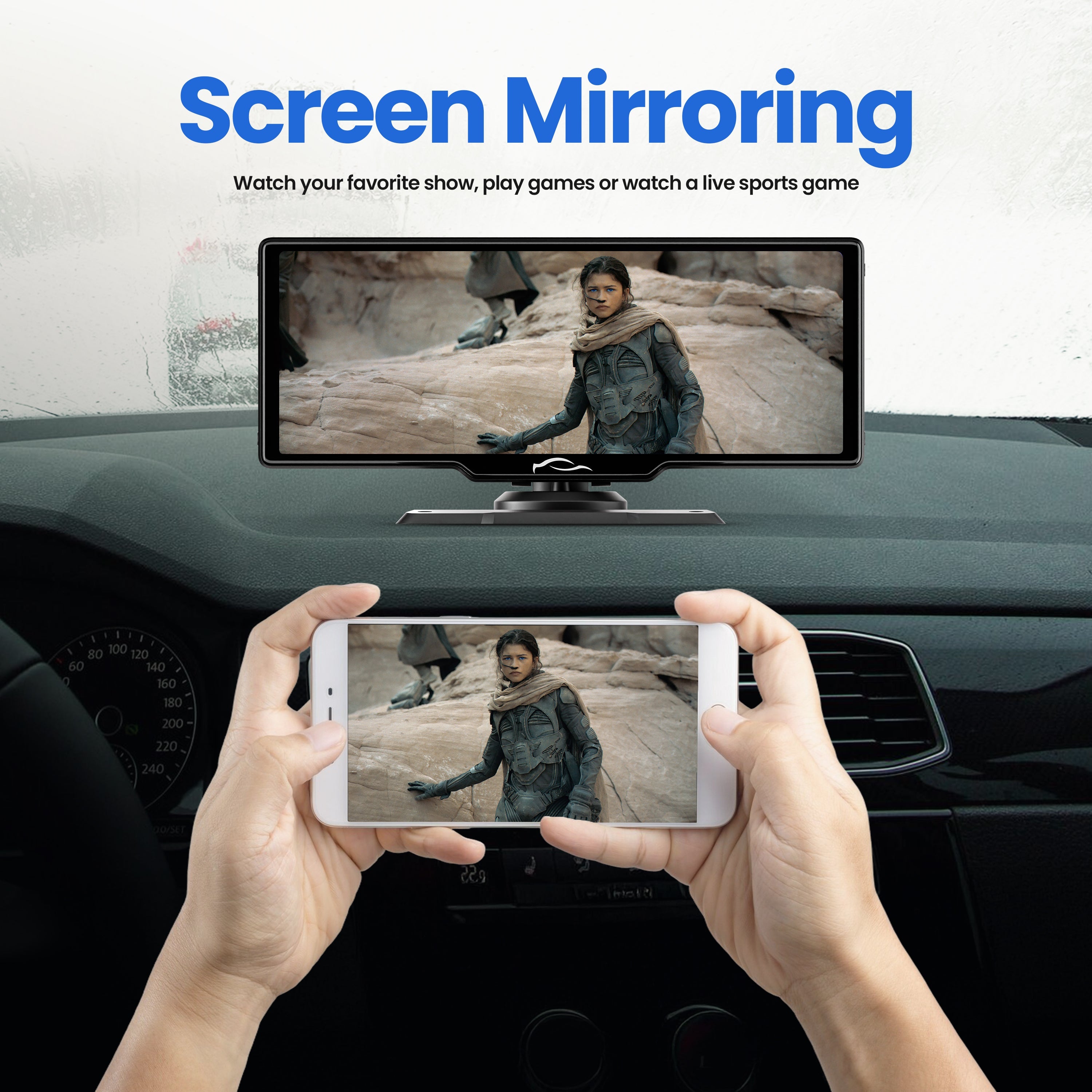 Tesstudio 2026 Plug-and-Play 4K CarPlay & Android Auto Screen with Dashcam