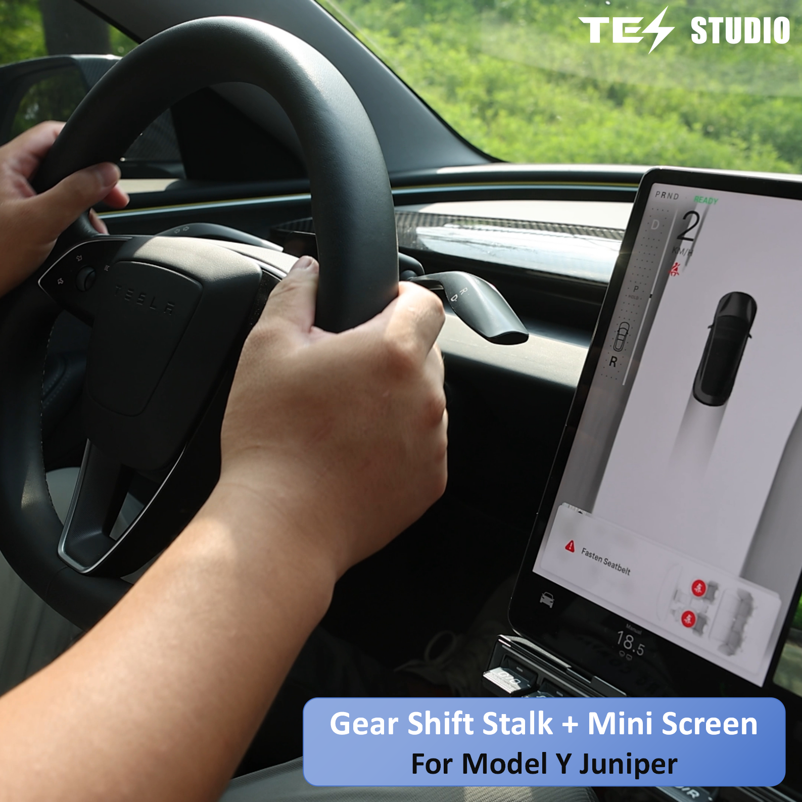 Turn Signal & Gear Shift Stalk With Mini Display For Tesla Model 3 Highland / Y Juniper - Tesstudio