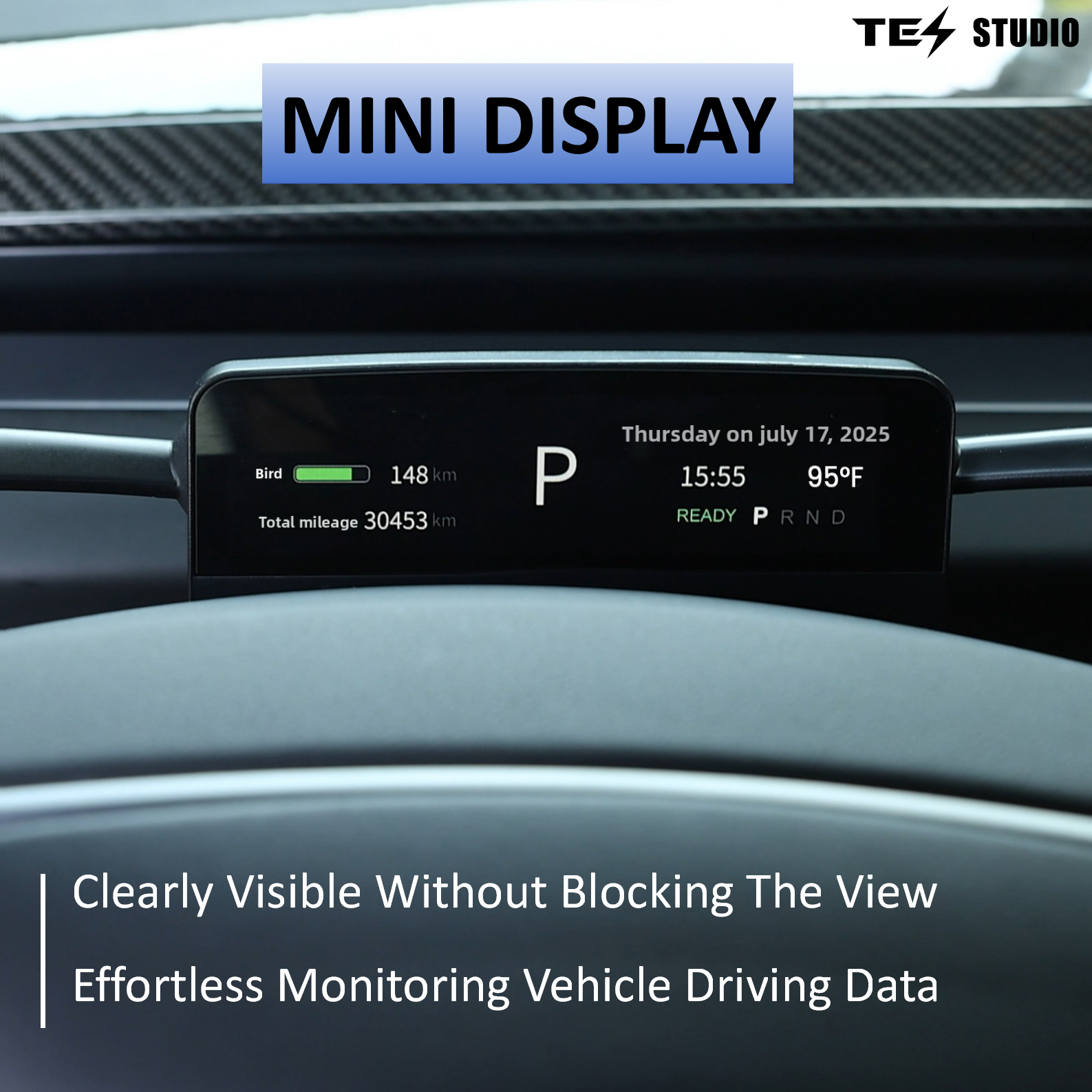 Turn Signal & Gear Shift Stalk With Mini Display For Tesla Model 3 Highland / Y Juniper - Tesstudio
