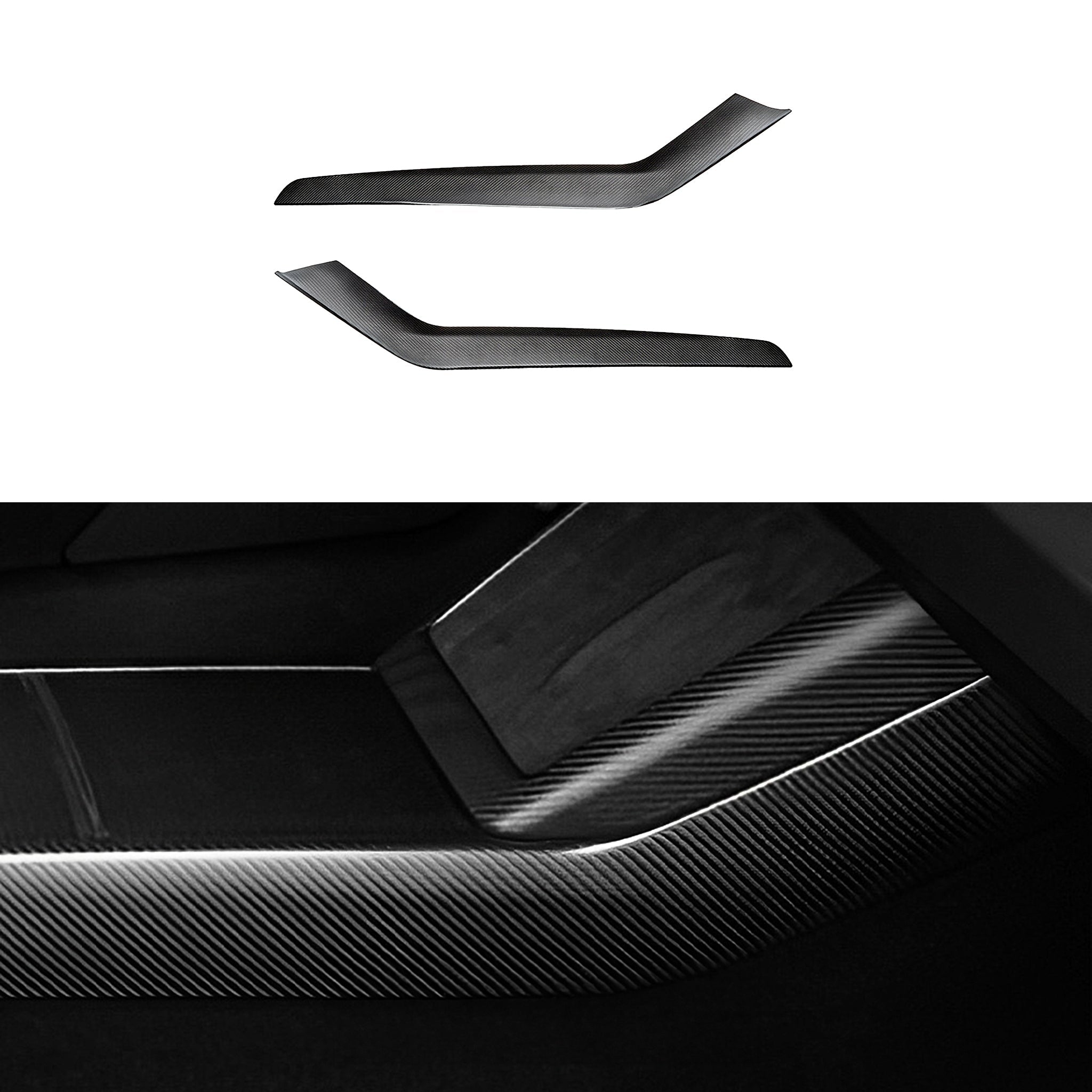Real Molded Carbon Fiber Center Console Side Panel Covers for 2024+ Tesla Model 3 Highland & 2025+ Model Y Juniper (2 Pieces)